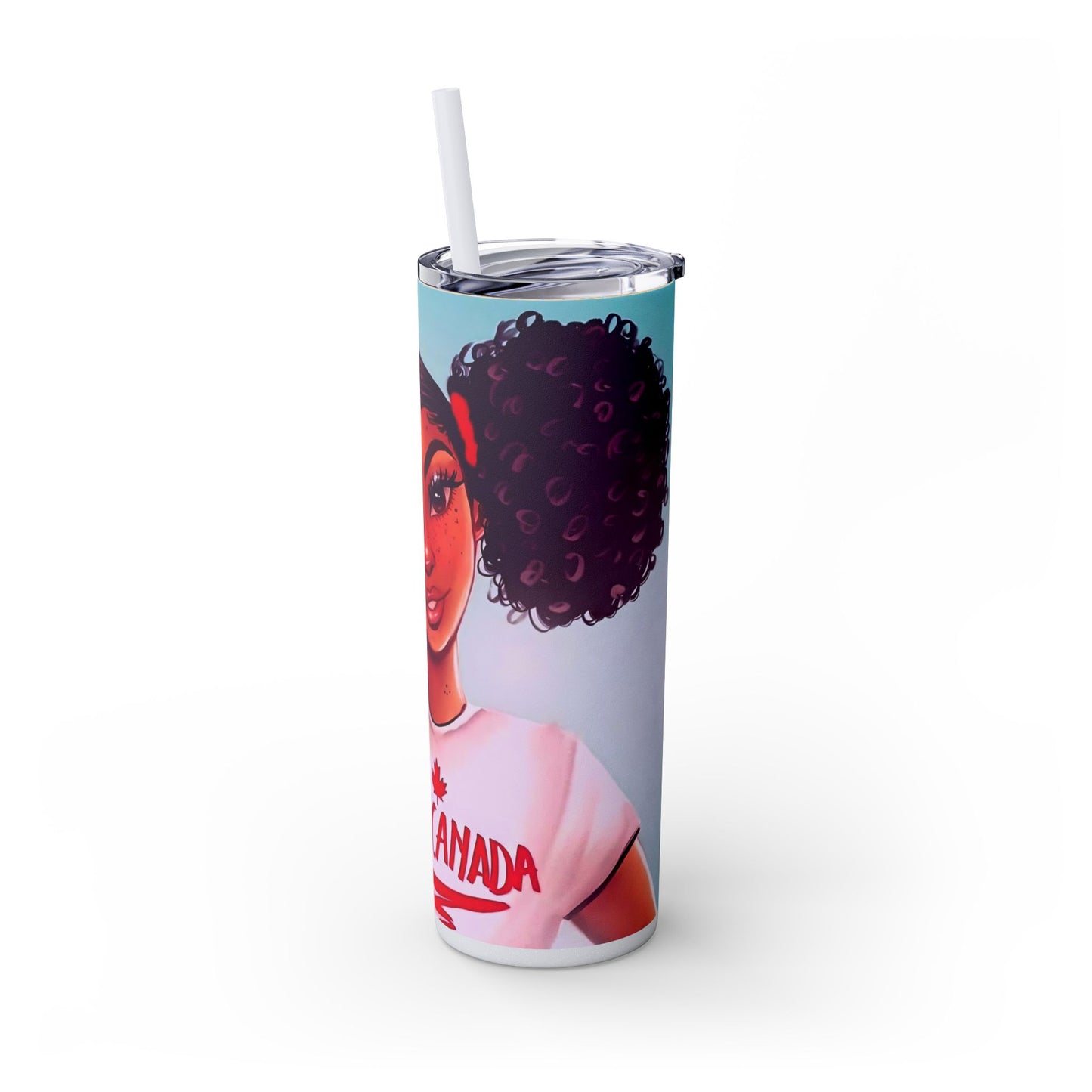 Afro Puff 20 oz Skinny Tumbler – Black Canadian Melanin Queen Gift Cup - Sippincity