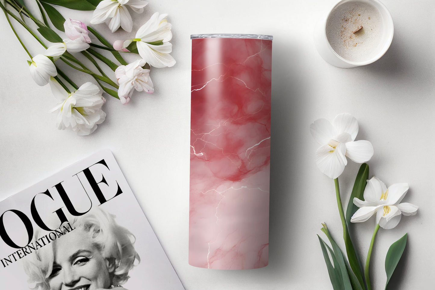 Colorful Pink Marble Travel Tumbler – Perfect for On-the-Go - Sippincity