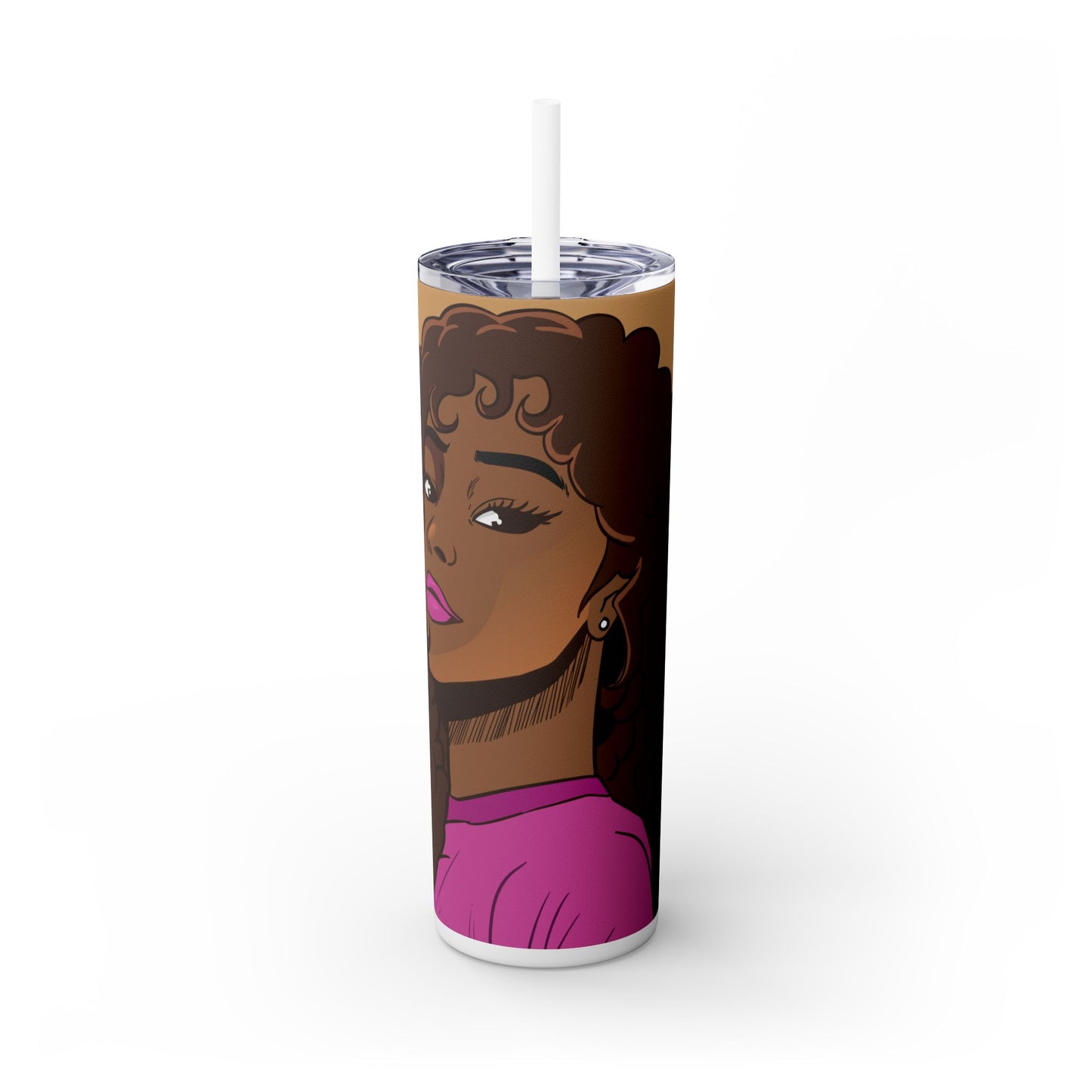 Curly Hair Beauty Tumbler – Stylish Brown Skin Art - Sippincity