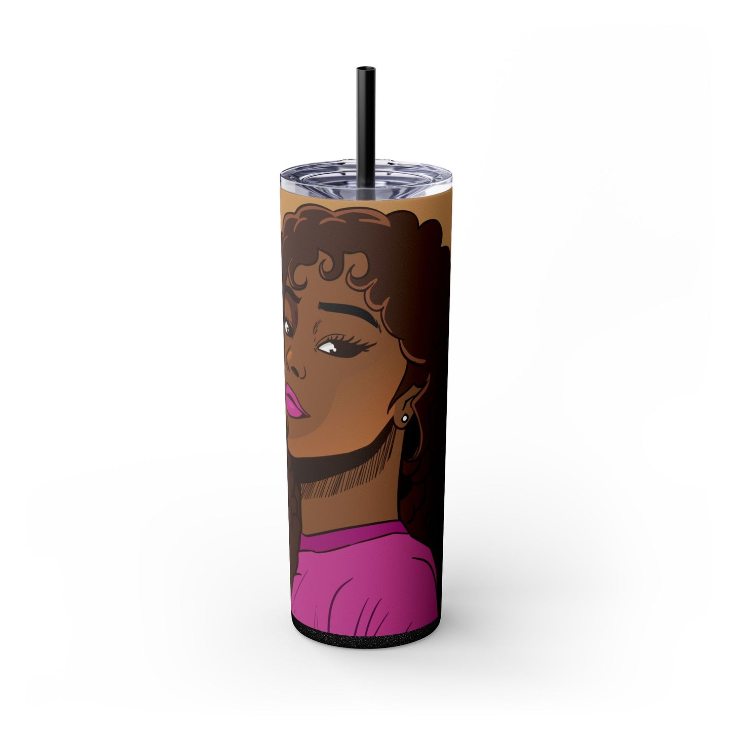 Curly Hair Beauty Tumbler – Stylish Brown Skin Art - Sippincity