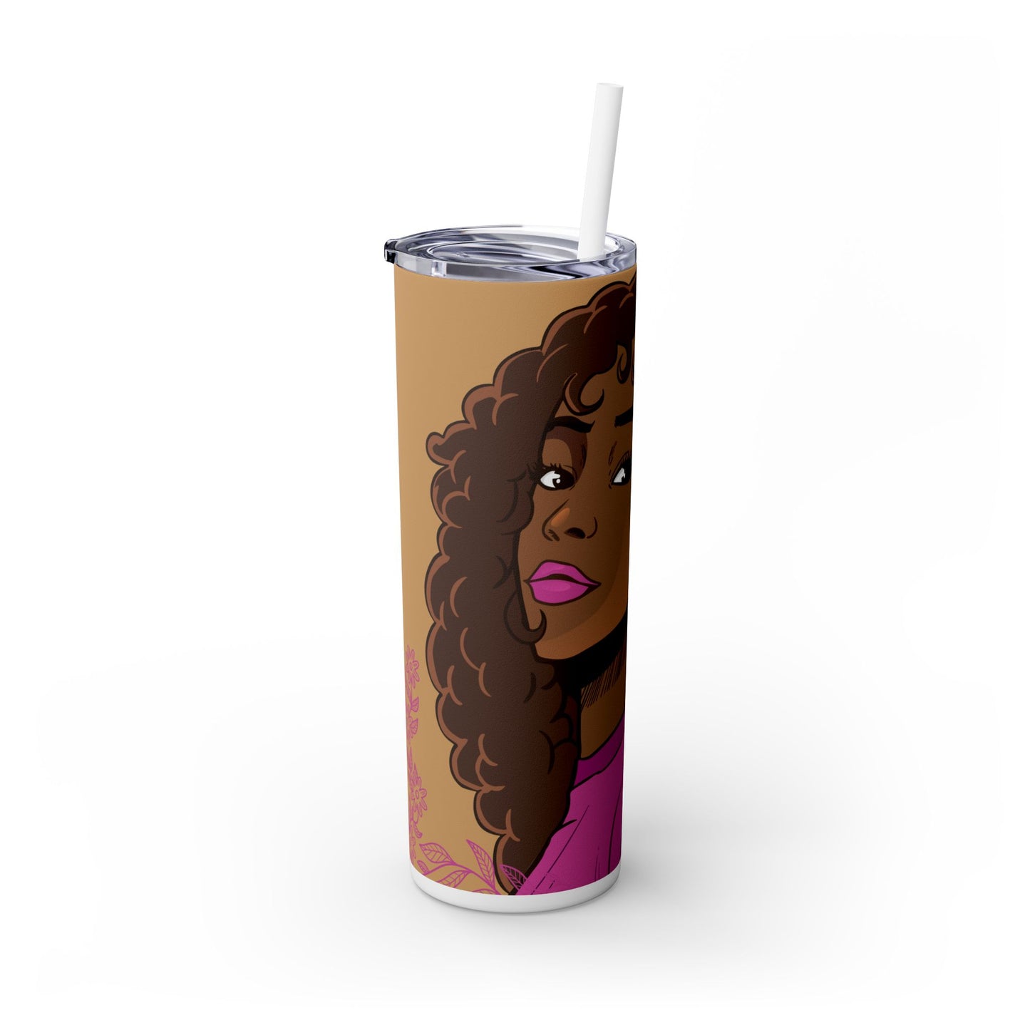 Curly Hair Beauty Tumbler – Stylish Brown Skin Art - Sippincity