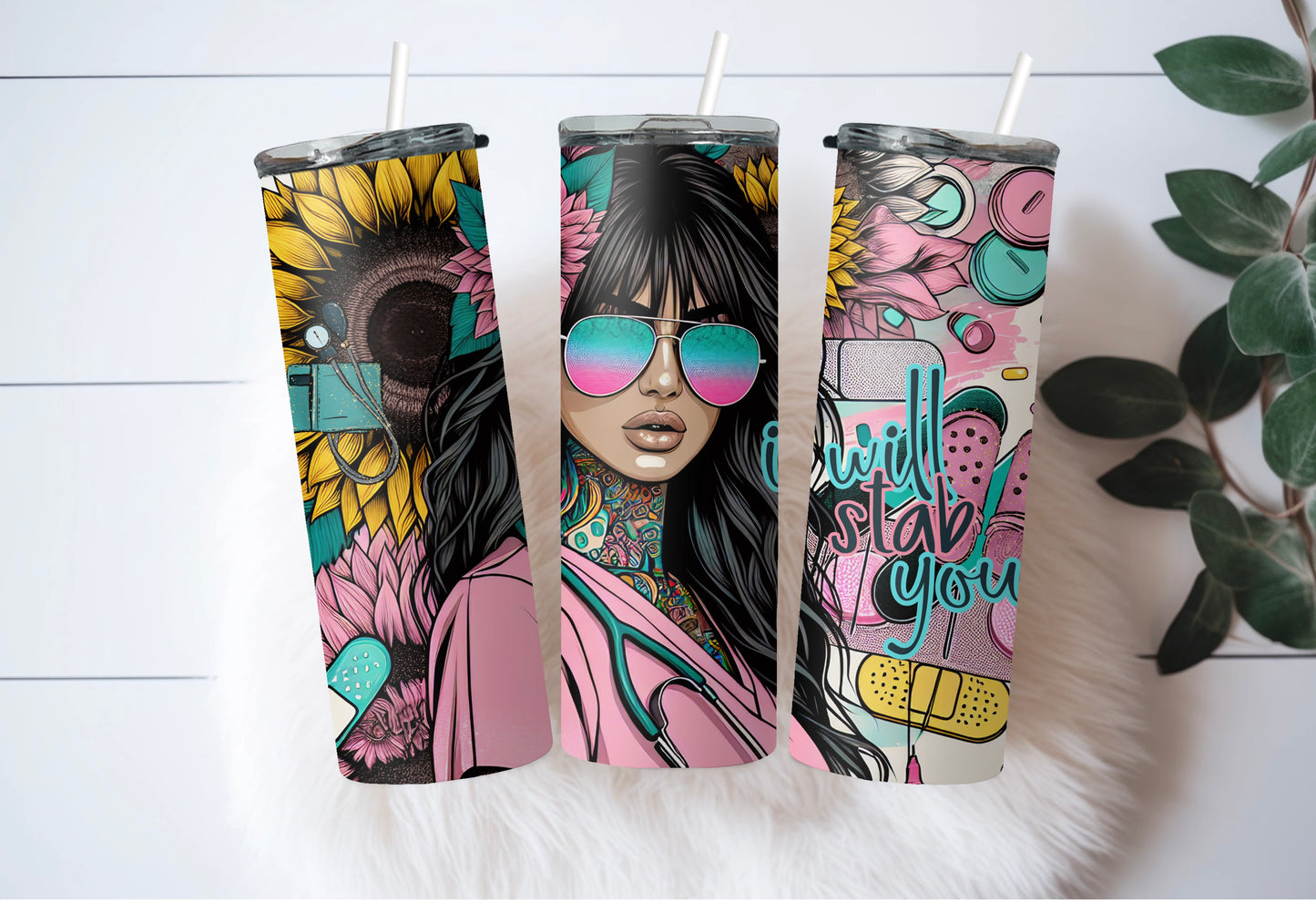 Funny Nurse I Will Stab You Skinny Tumbler - Sippincity