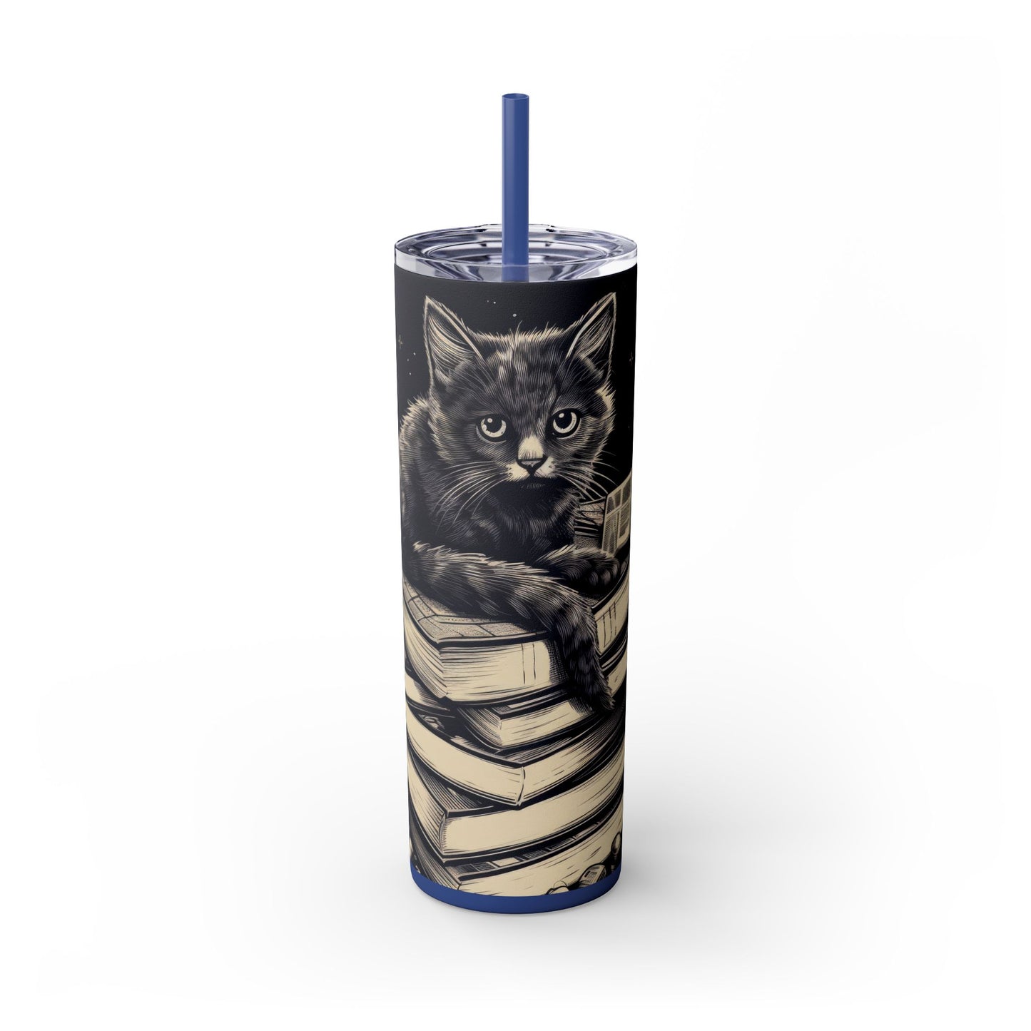 Stack of Books Cat Tumbler – Cute Reading Cat Mug - Sippincity