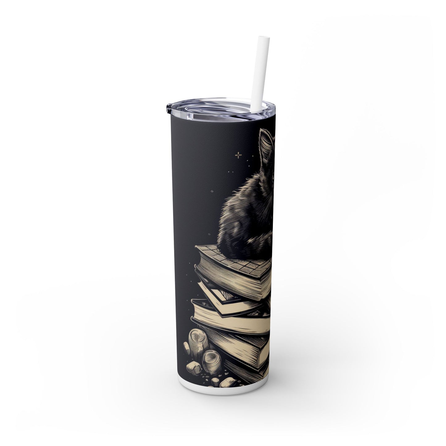 Stack of Books Cat Tumbler – Cute Reading Cat Mug - Sippincity