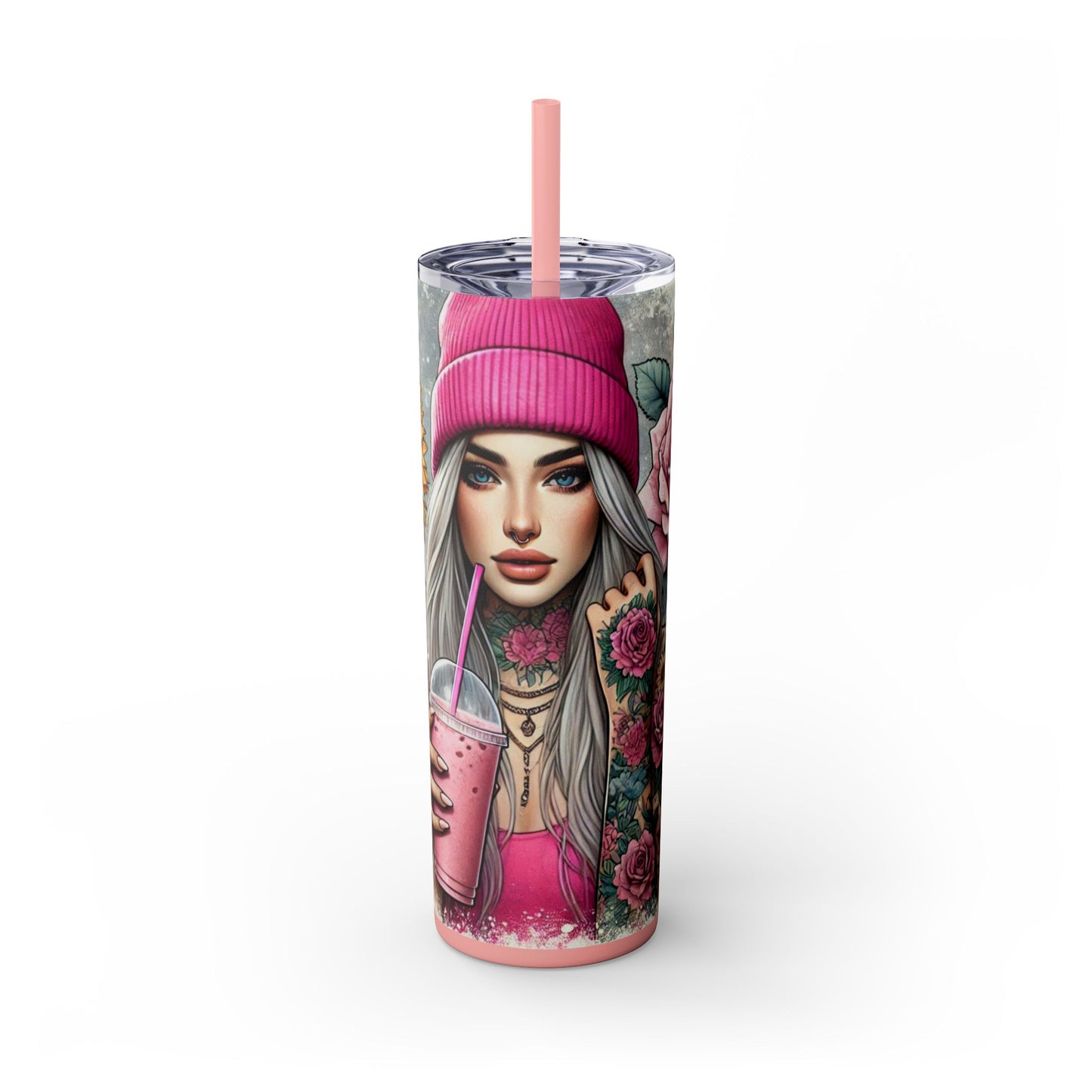 Tattoo Lover’s Floral Tumbler– Inked Sunflower and Roses Design Drinkware - Sippincity