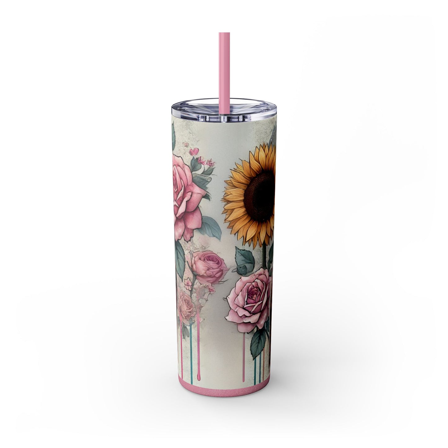 Tattoo Lover’s Floral Tumbler– Inked Sunflower and Roses Design Drinkware - Sippincity