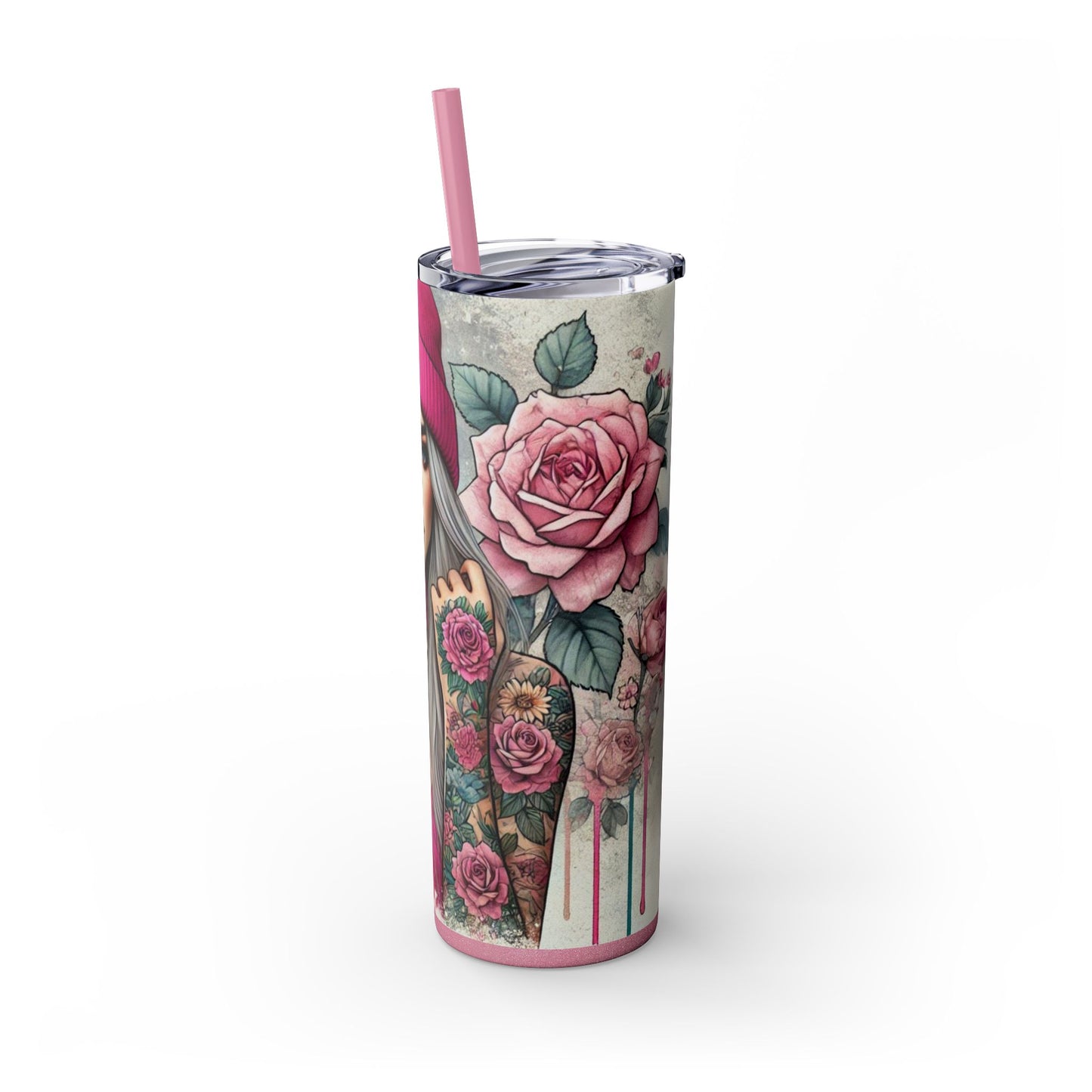 Tattoo Lover’s Floral Tumbler– Inked Sunflower and Roses Design Drinkware - Sippincity