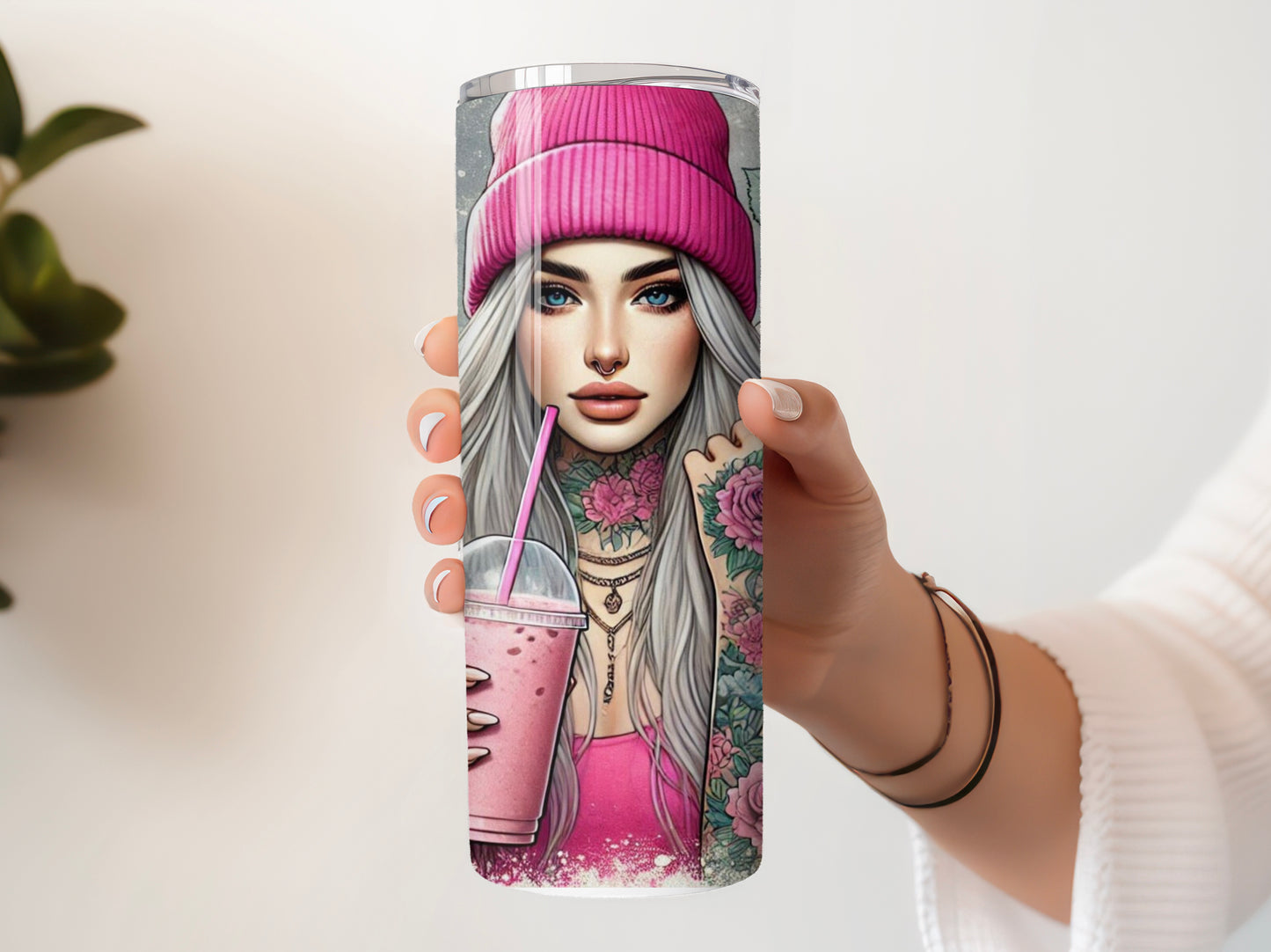 Tattoo Lover’s Floral Tumbler– Inked Sunflower and Roses Design Drinkware - Sippincity