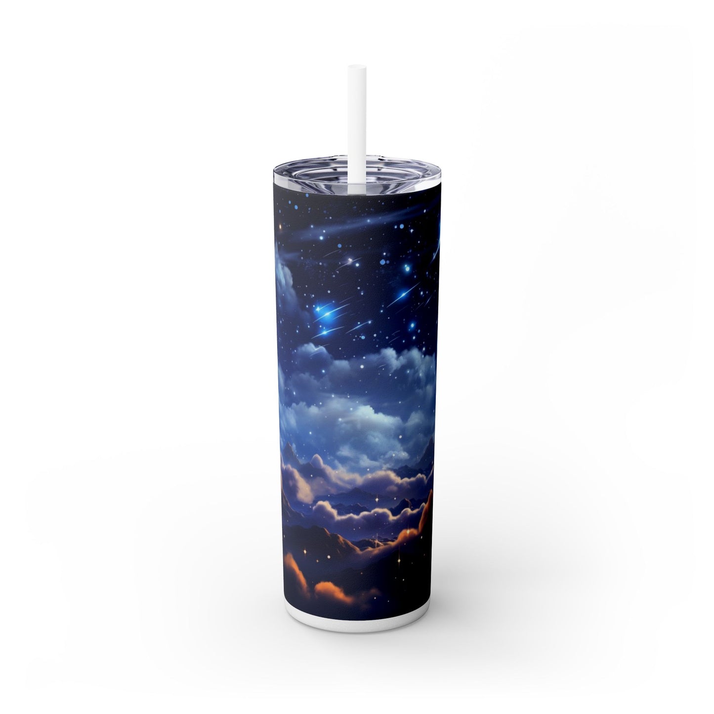 20 oz Skinny Tumbler - Dreamy Sky Celestial Cloud Coffee Cup with Lid & Straw - Sippincity