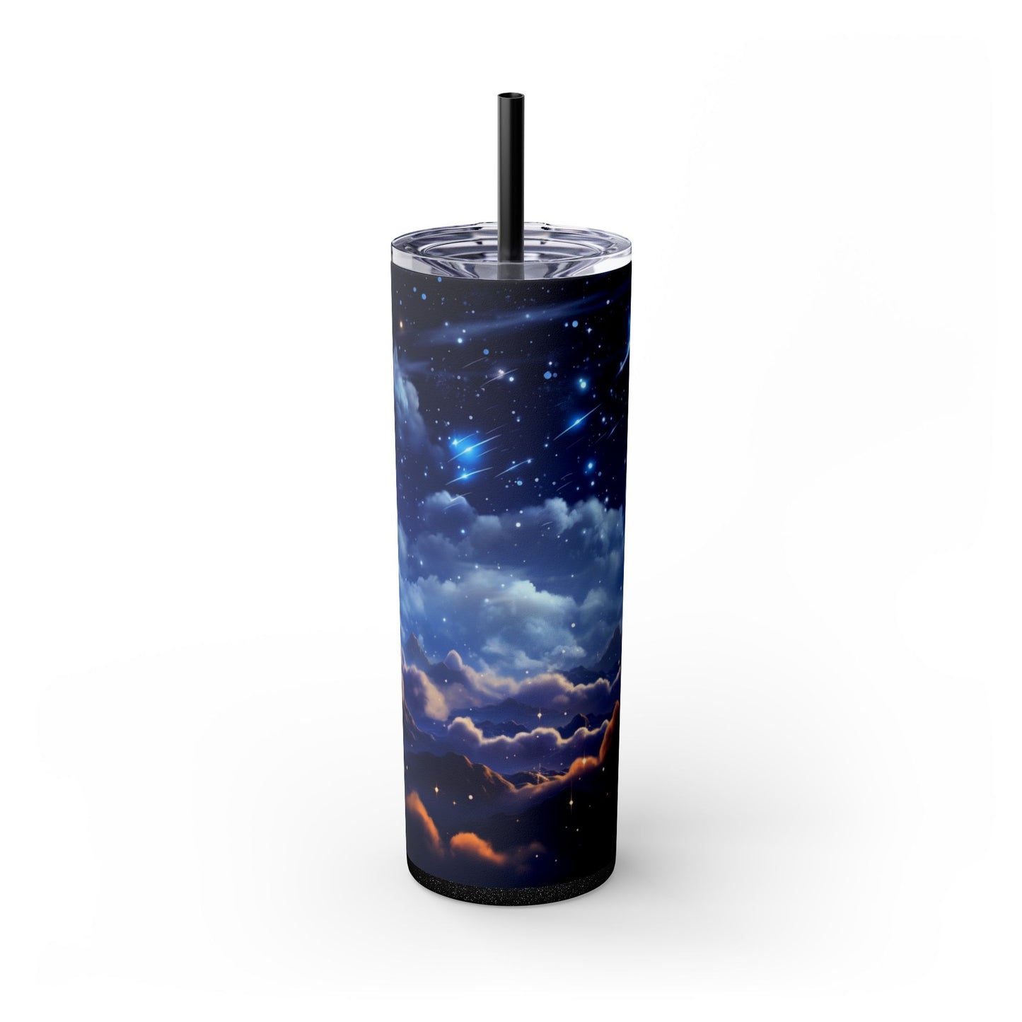 20 oz Skinny Tumbler - Dreamy Sky Celestial Cloud Coffee Cup with Lid & Straw - Sippincity