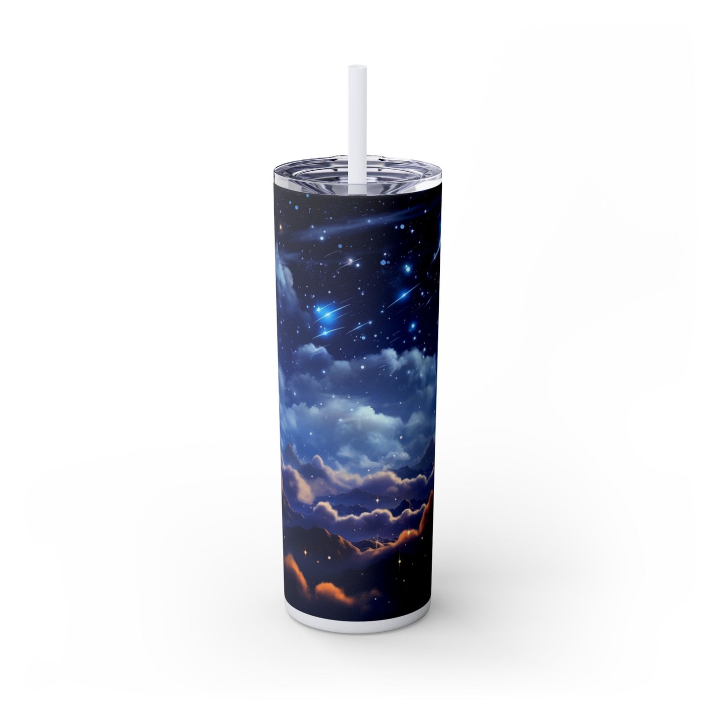 20 oz Skinny Tumbler - Dreamy Sky Celestial Cloud Coffee Cup with Lid & Straw - Sippincity