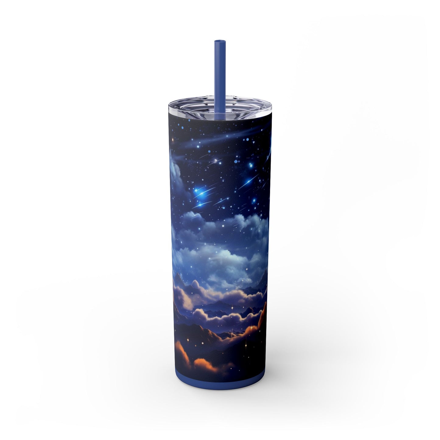 20 oz Skinny Tumbler - Dreamy Sky Celestial Cloud Coffee Cup with Lid & Straw - Sippincity