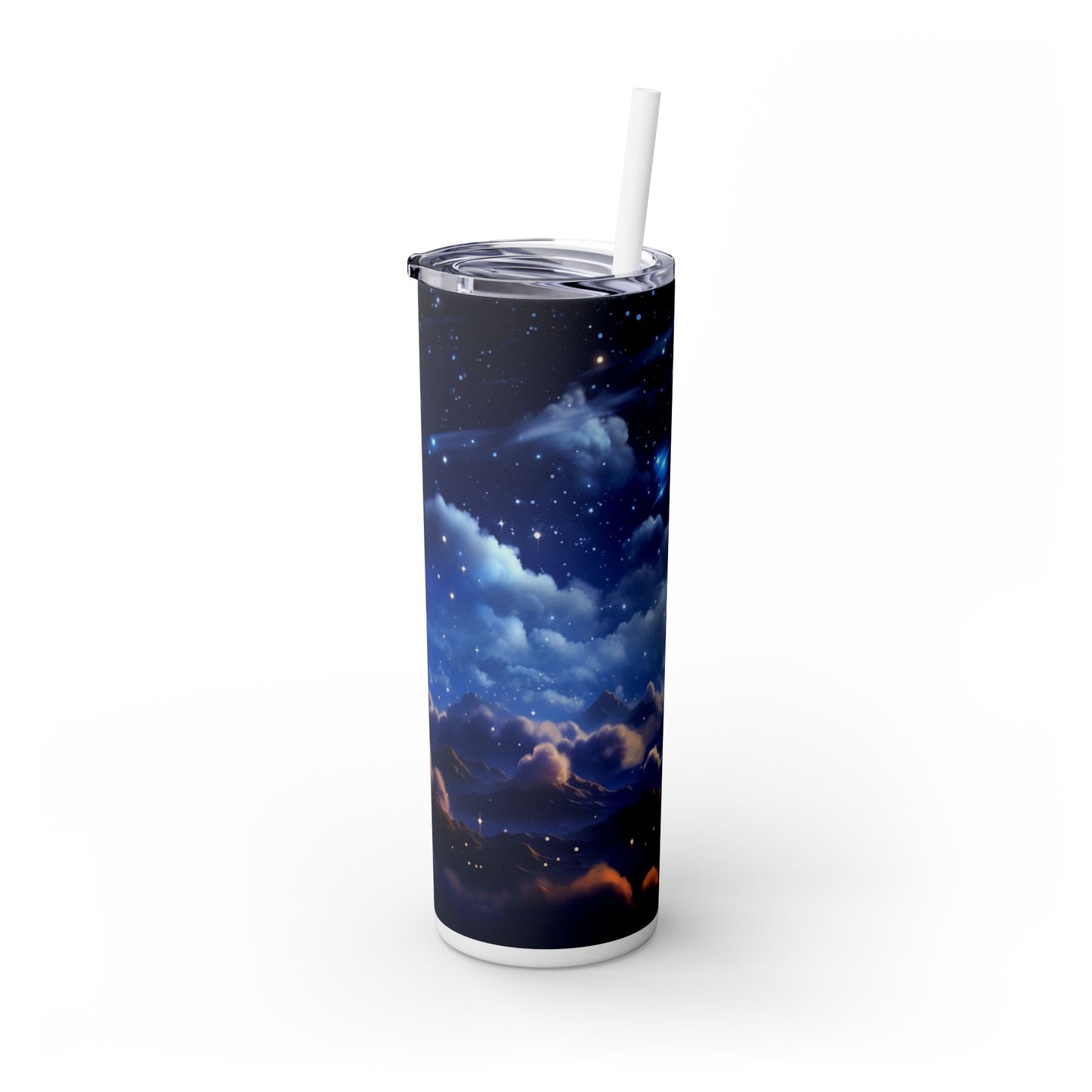 20 oz Skinny Tumbler - Dreamy Sky Celestial Cloud Coffee Cup with Lid & Straw - Sippincity