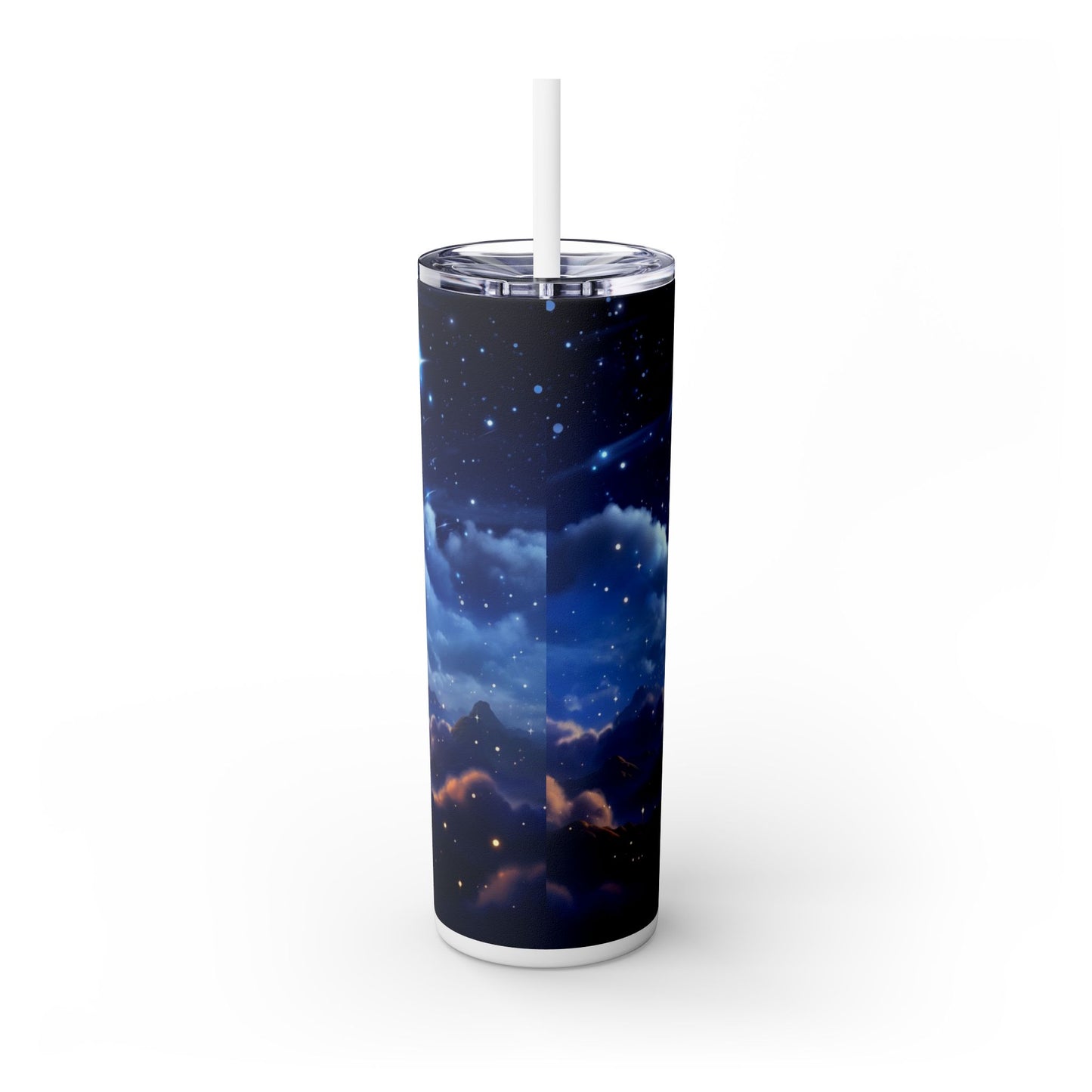 20 oz Skinny Tumbler - Dreamy Sky Celestial Cloud Coffee Cup with Lid & Straw - Sippincity