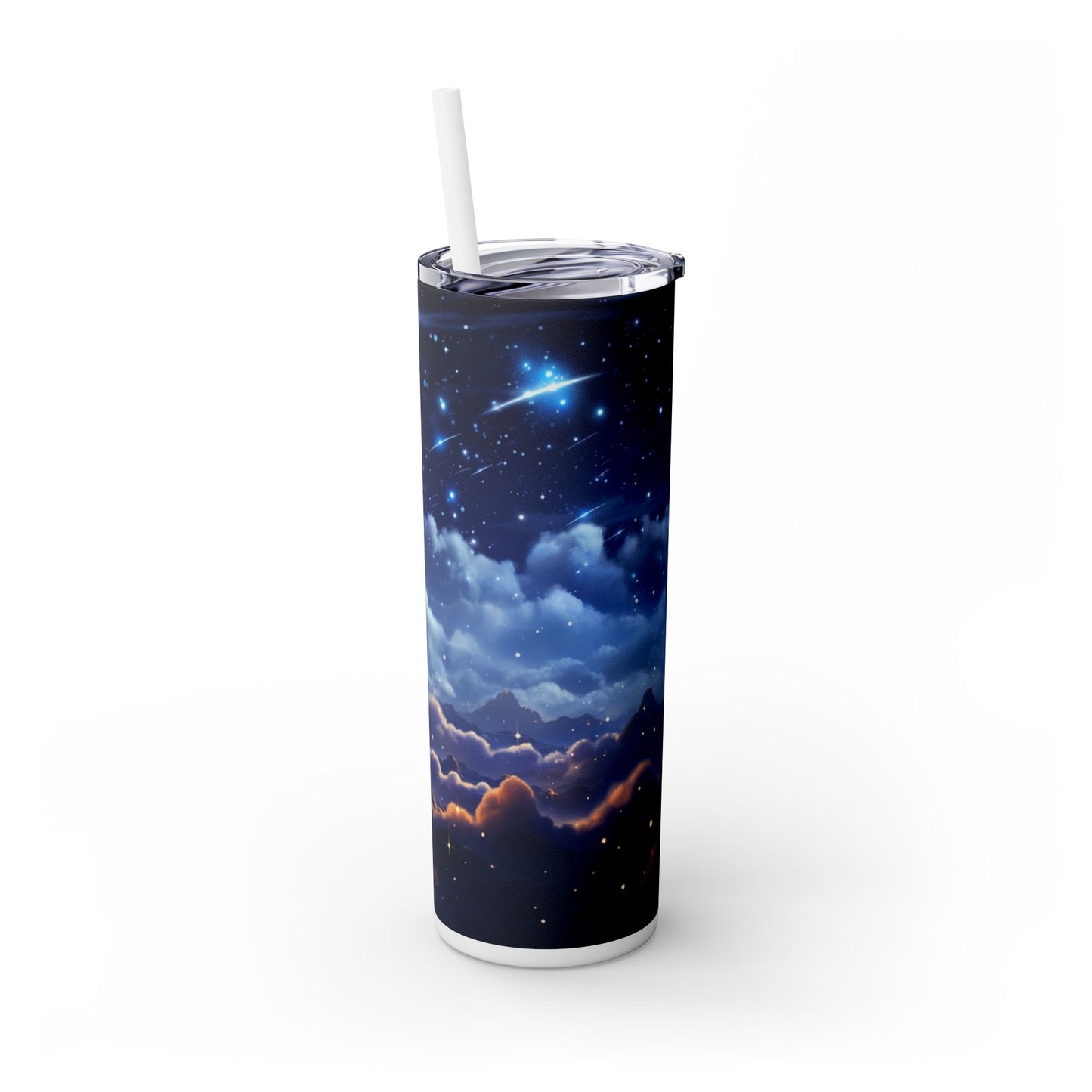 20 oz Skinny Tumbler - Dreamy Sky Celestial Cloud Coffee Cup with Lid & Straw - Sippincity