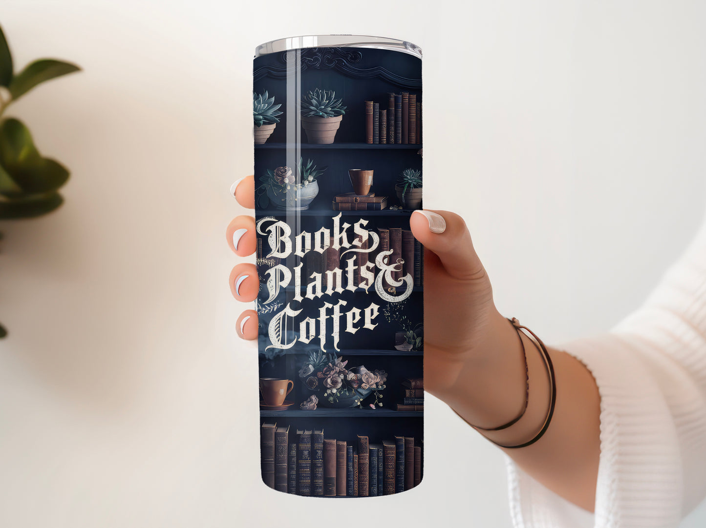 Books Plants Coffee 20oz Skinny Tumbler with Straw - Sippincity
