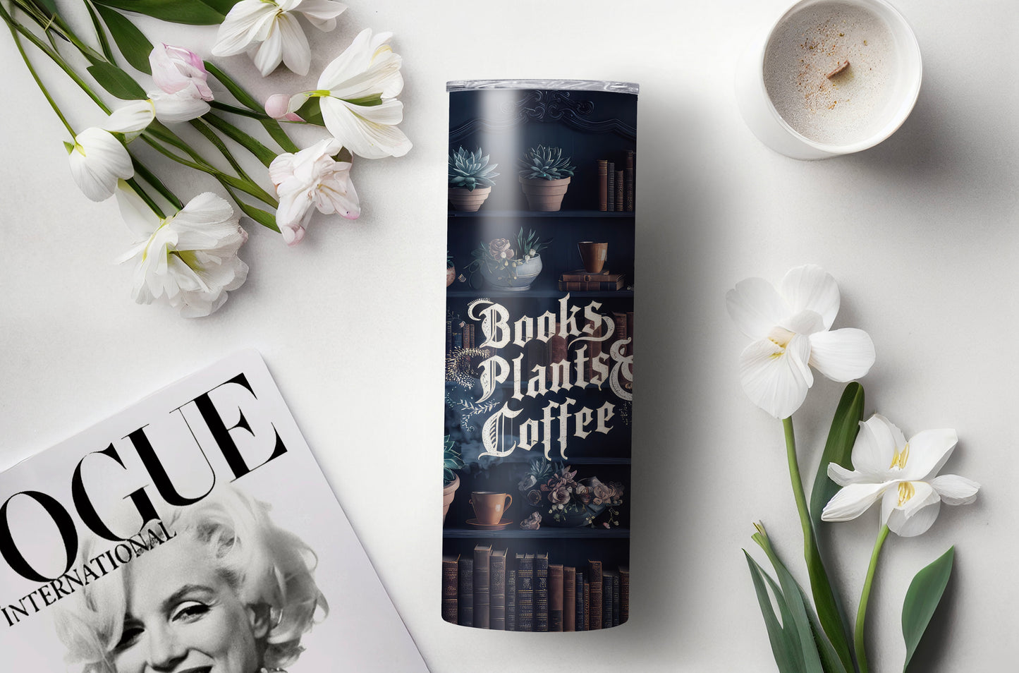 Books Plants Coffee 20oz Skinny Tumbler with Straw - Sippincity