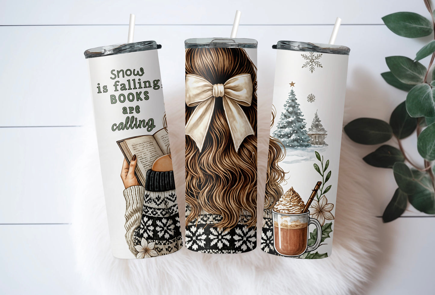 Cozy Winter Book Lover 20 oz Skinny Tumbler – Holiday Reading Vibes - Sippincity