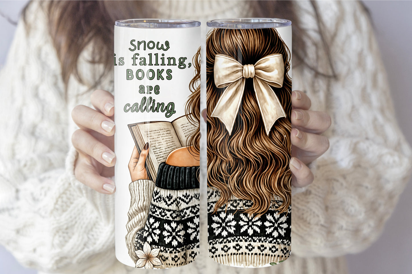 Cozy Winter Book Lover 20 oz Skinny Tumbler – Holiday Reading Vibes - Sippincity