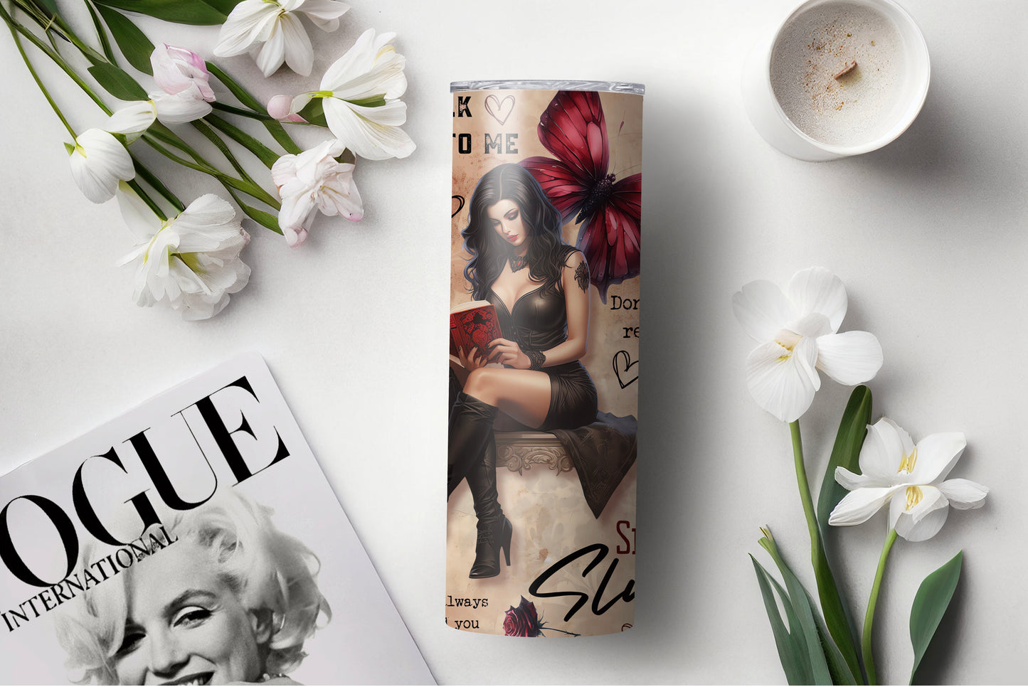 Dark Romance Reader Tumbler - 20 oz Skinny Insulated Cup for Book Lovers - Sippincity