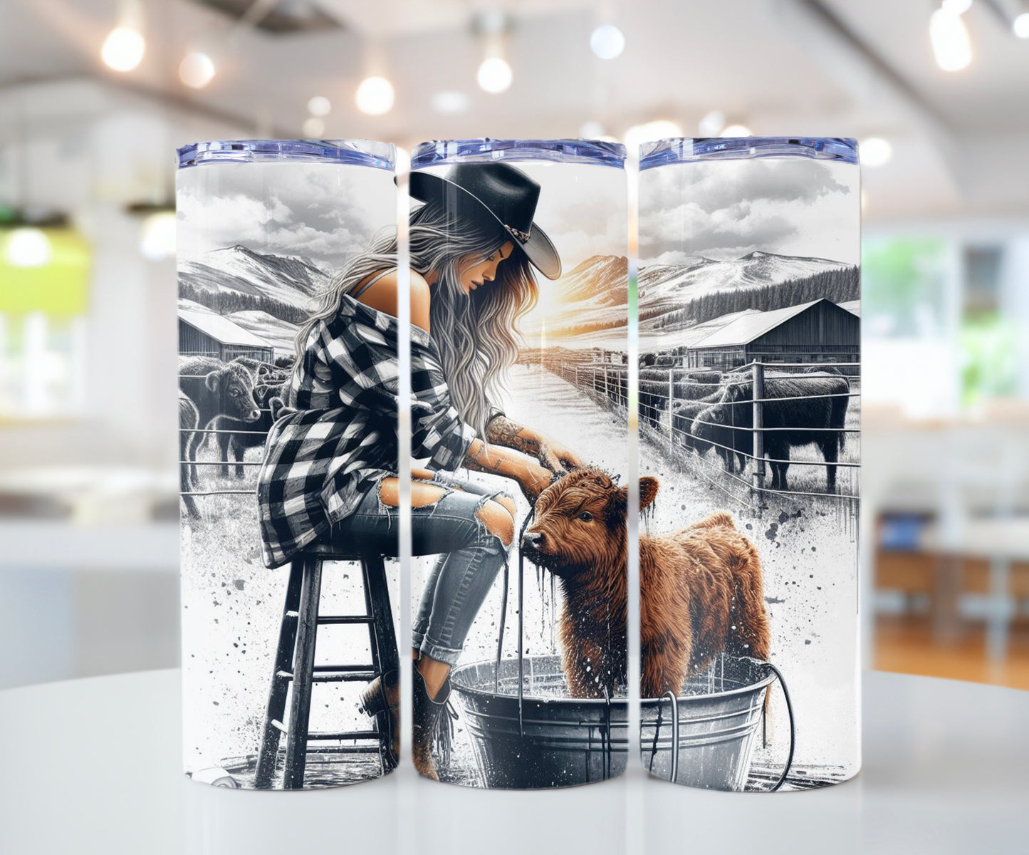 Farm Girl 20 oz Tumbler – Cute Highland Cow Coffee Cup for Western Women - Sippincity