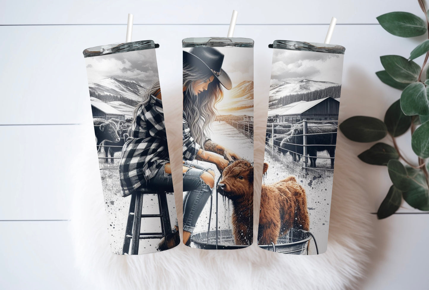 Farm Girl 20 oz Tumbler – Cute Highland Cow Coffee Cup for Western Women - Sippincity