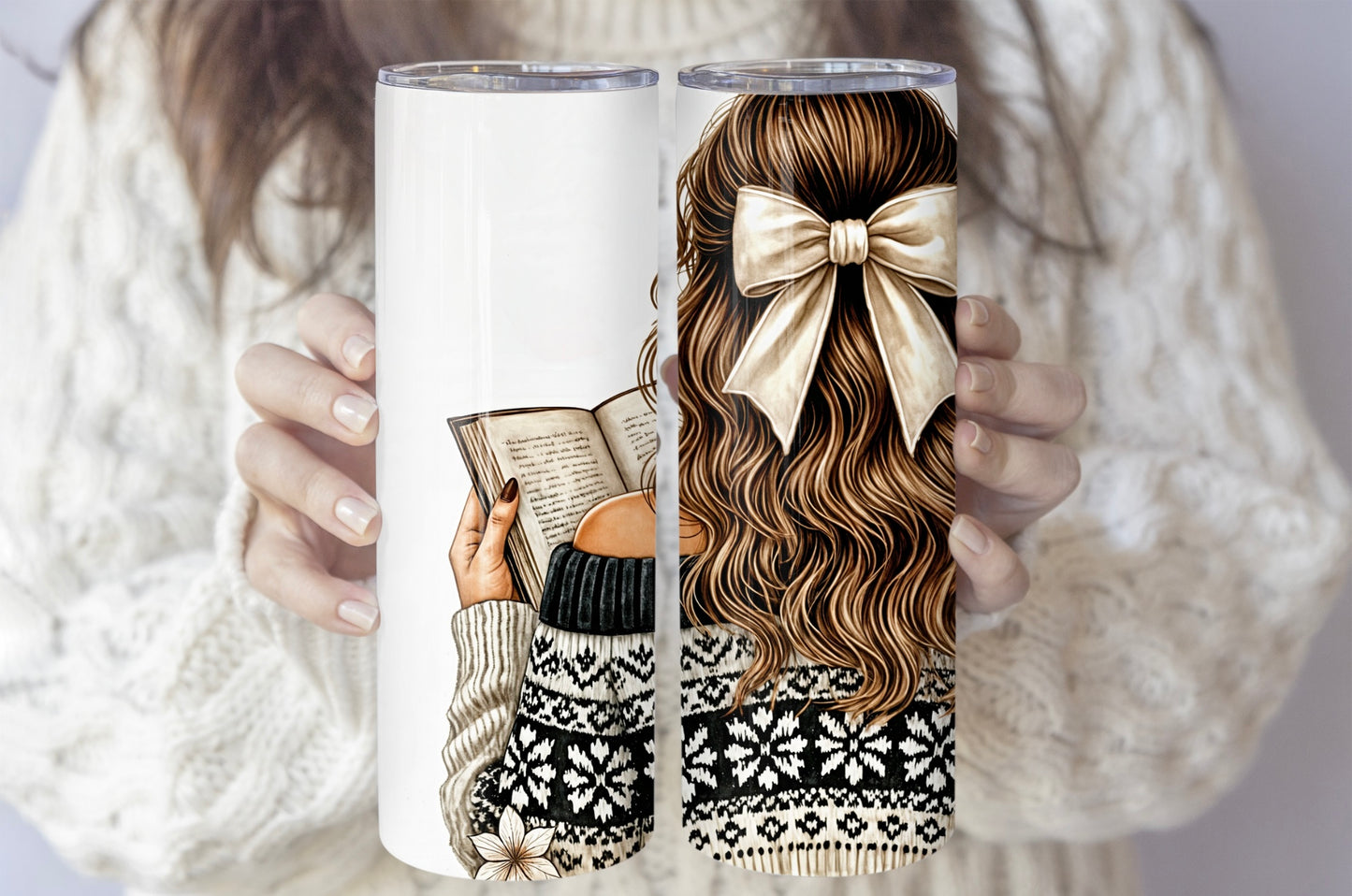Festive Christmas Book Lover Tumbler-Cozy Reading & Coffee Mug - Sippincity