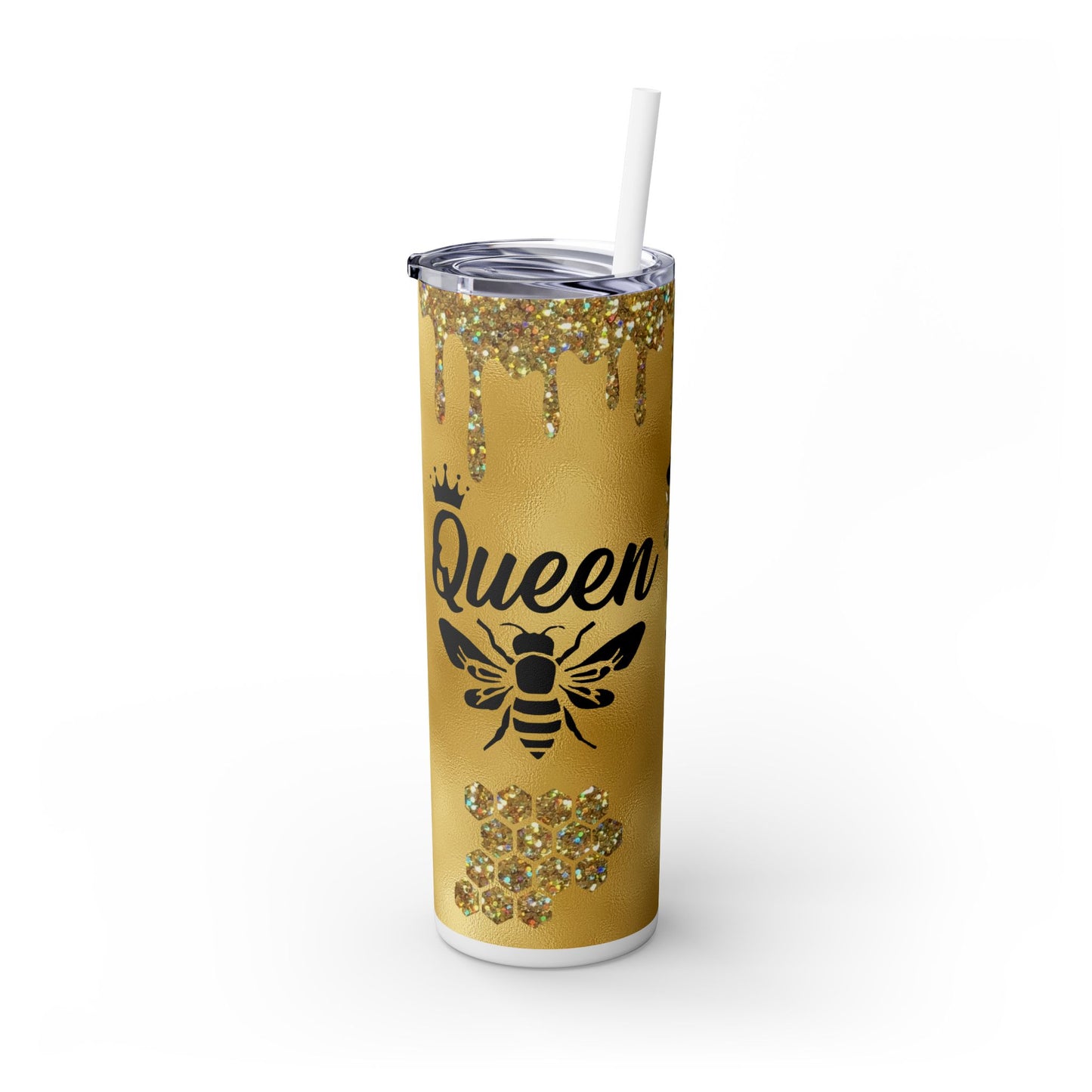 Gold Drip Bee Tumbler with Inspirational Quote - Kind Words Like Honey - Sippincity