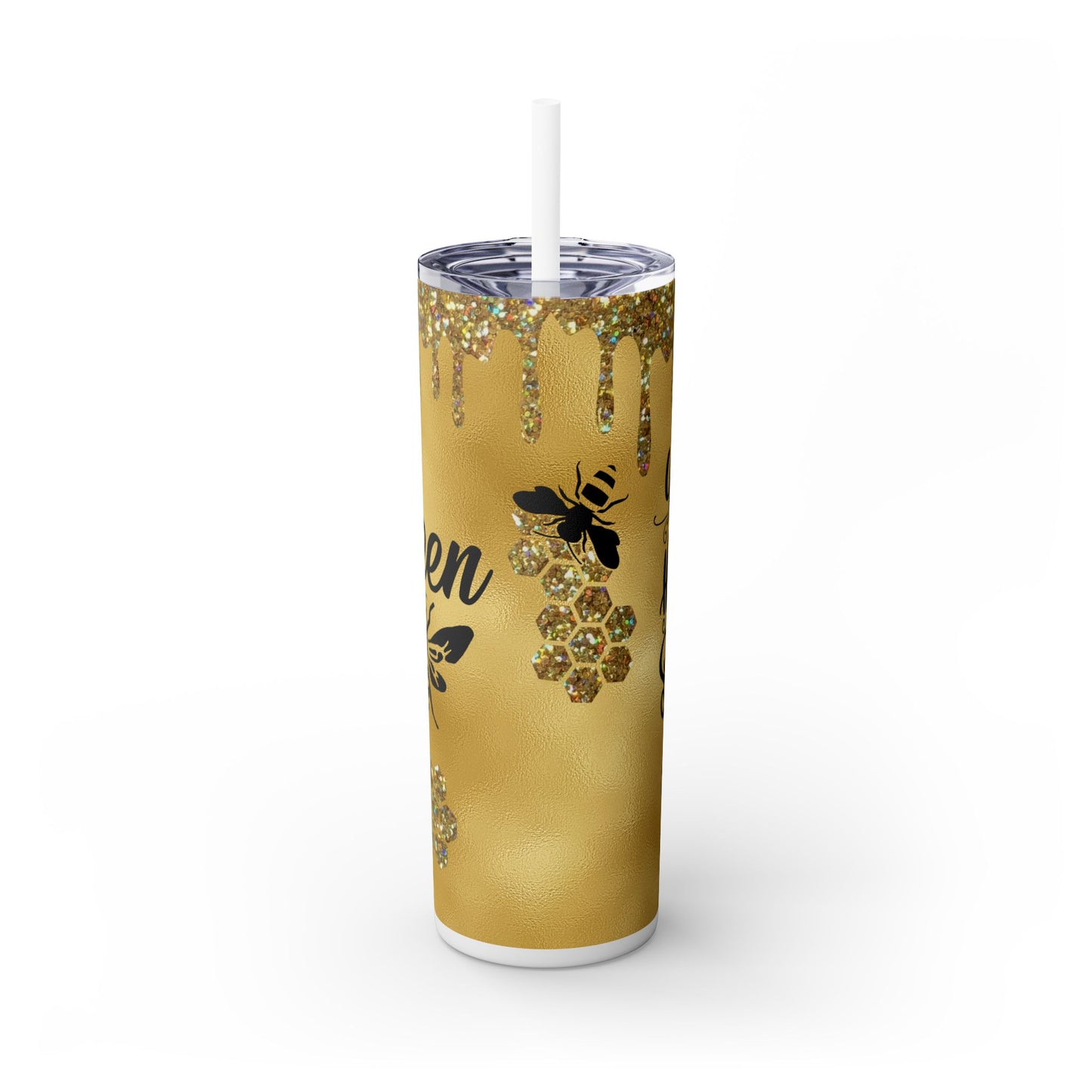 Gold Drip Bee Tumbler with Inspirational Quote - Kind Words Like Honey - Sippincity