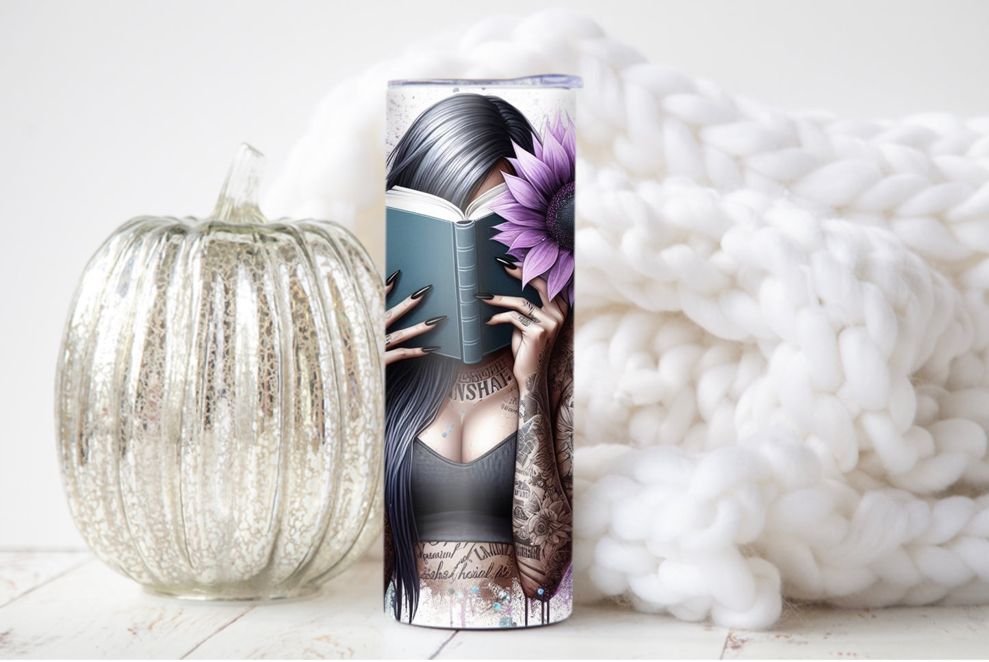 Good Girls Read Skinny Tumbler with Straw - 20oz Floral Design for Book Lovers - Sippincity
