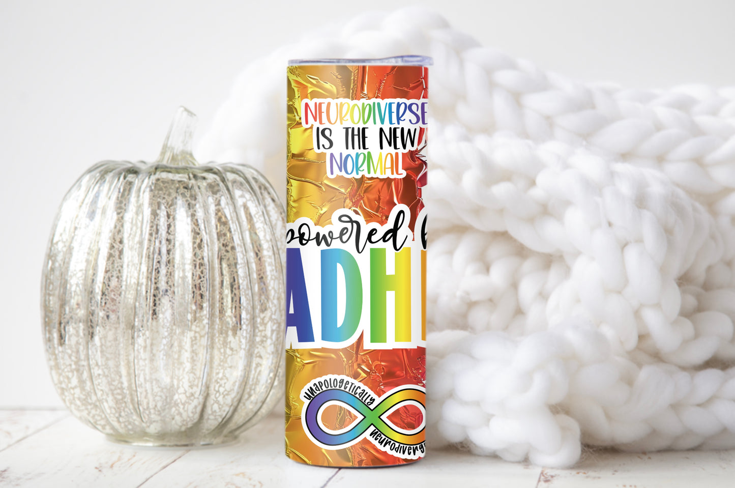 Powered by ADHD Tumbler - Neurodivergent Drinkware for Focus & Fun - Sippincity