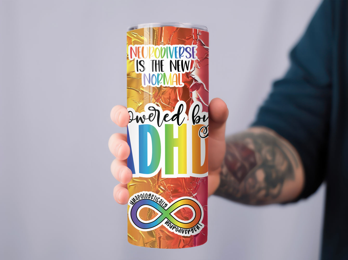 Powered by ADHD Tumbler - Neurodivergent Drinkware for Focus & Fun - Sippincity