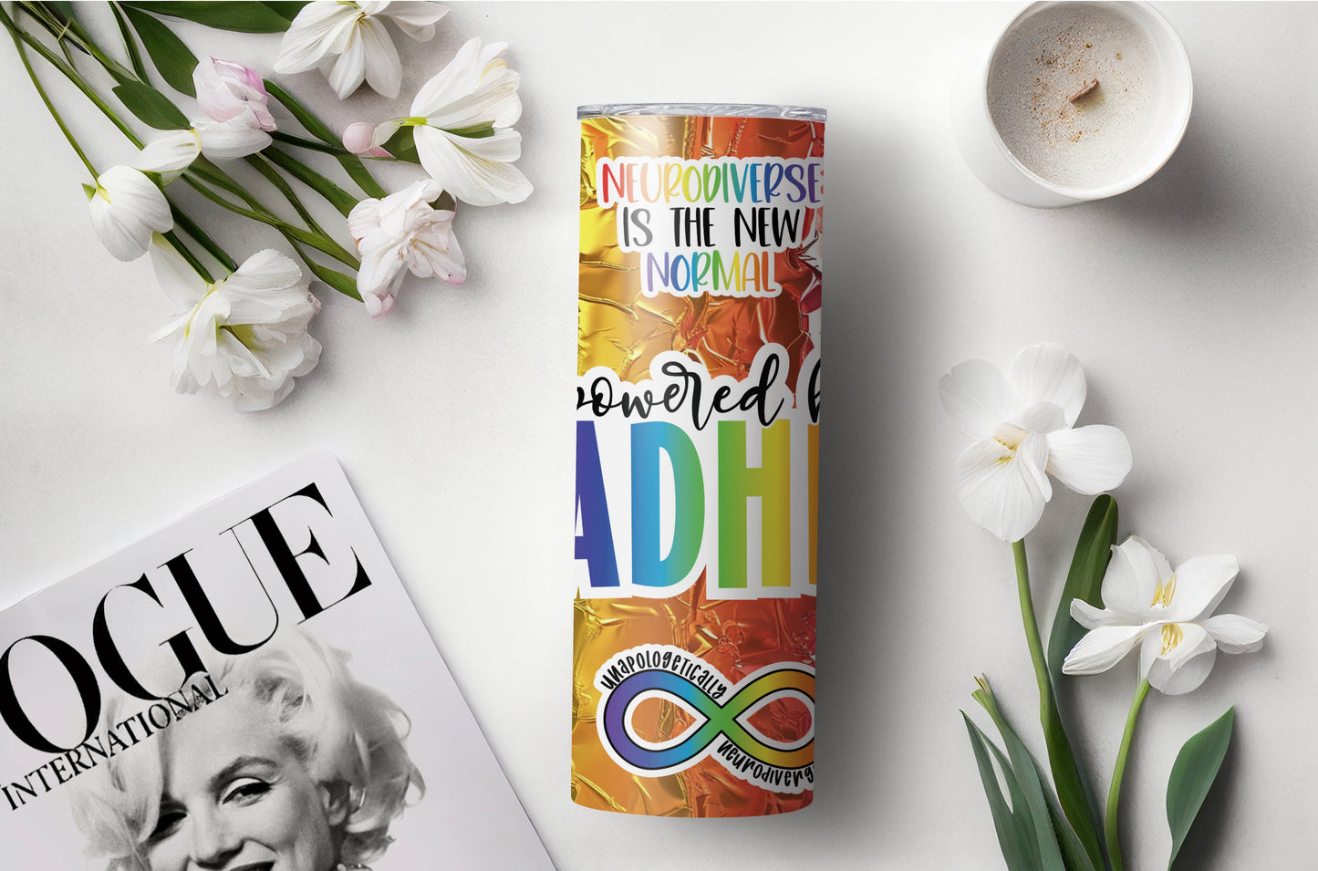 Powered by ADHD Tumbler - Neurodivergent Drinkware for Focus & Fun - Sippincity