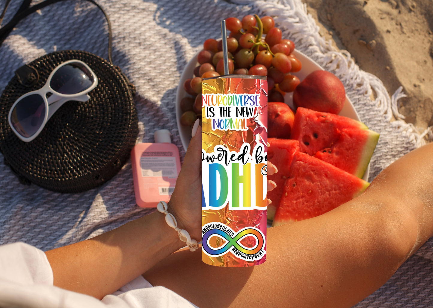 Powered by ADHD Tumbler - Neurodivergent Drinkware for Focus & Fun - Sippincity