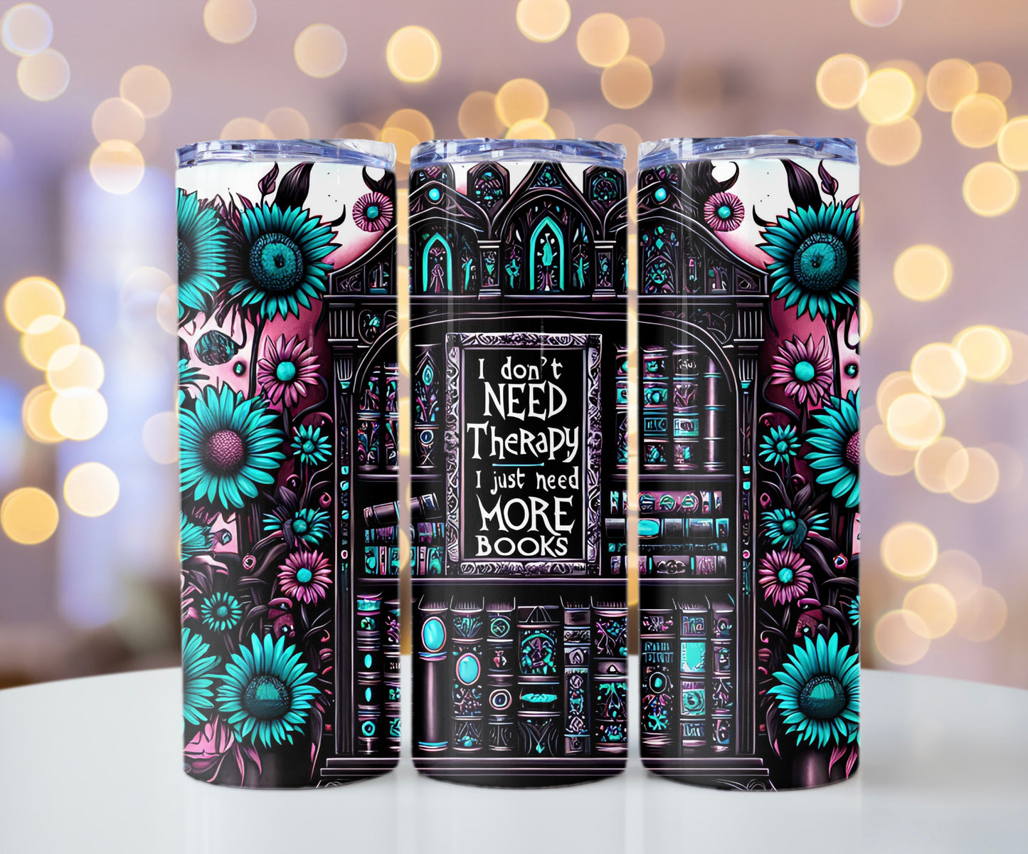 Reading Lover Tumbler - I Don’t Need More Therapy, I Just Need Books - Bookish Gift Idea - Sippincity