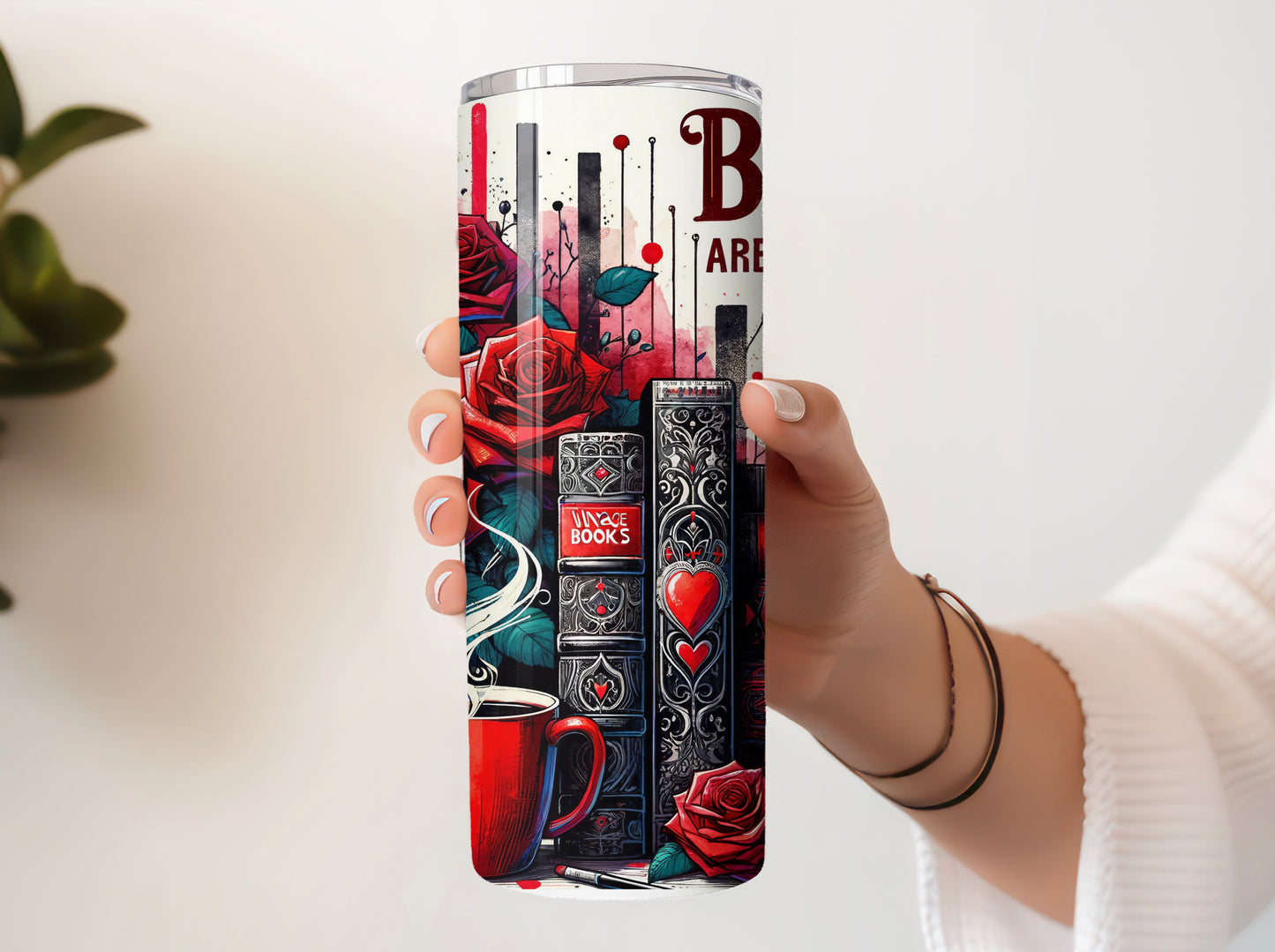 Romantic Book-Themed 20 oz Tumbler – Books Are My Valentine - Sippincity