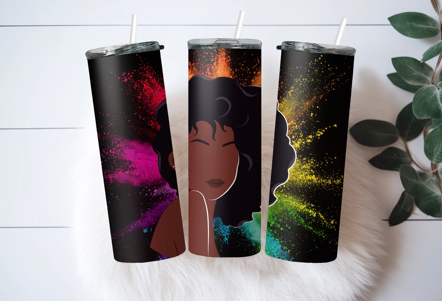 Tumbler Drinkware - Afrocentric Black Beauty Color Splash 20oz - Sippincity