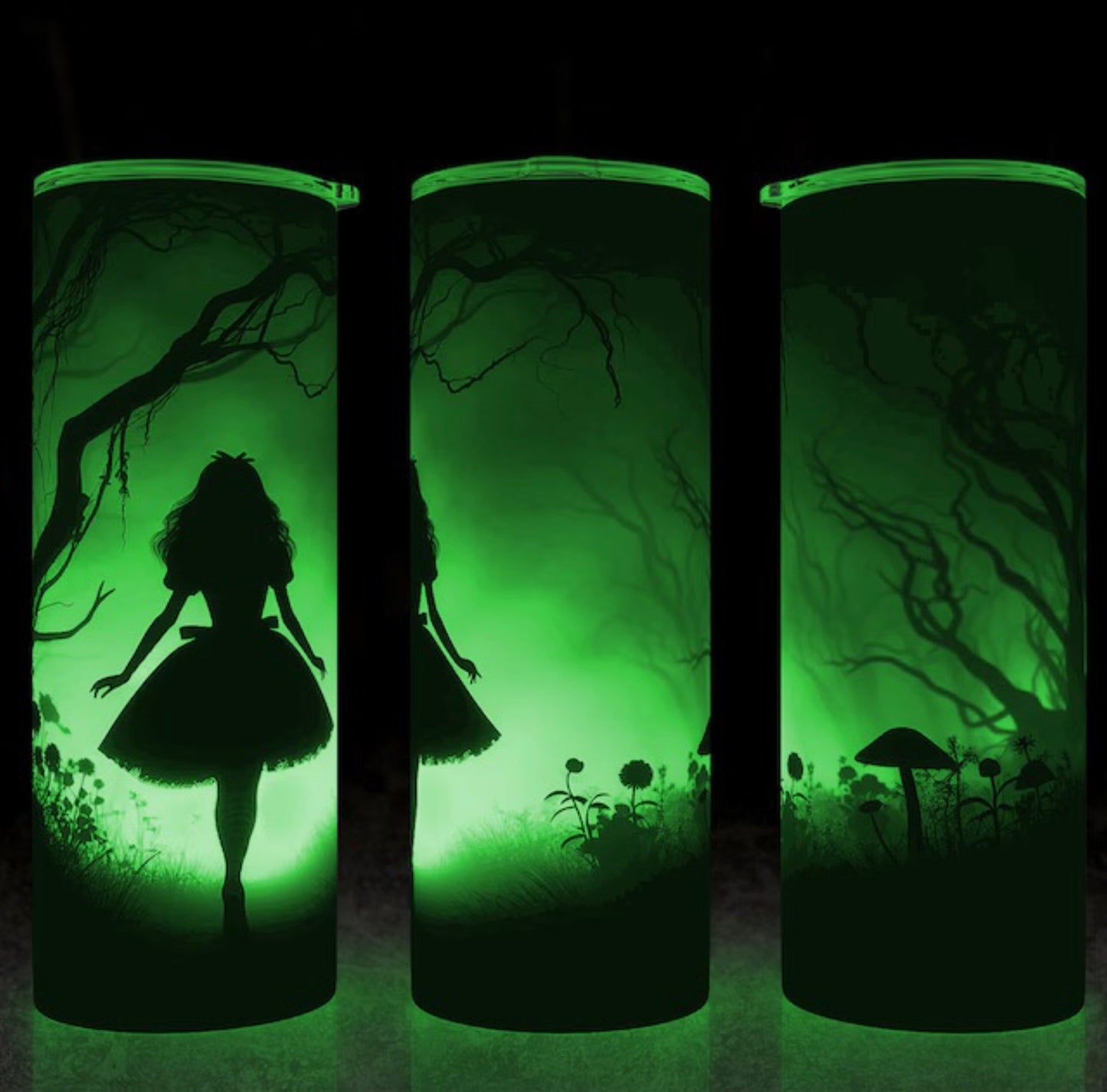 Wonderland Glow-in-the-Dark Coffee Tumbler | 20 Oz Skinny Stainless Mug - Sippincity