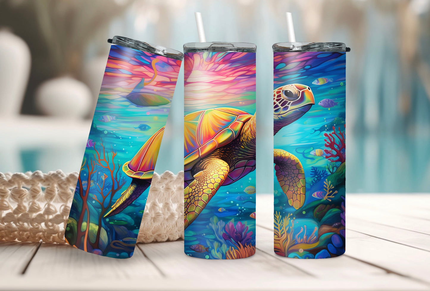 Ocean Sea Turtle 20 oz Tumbler – Stunning Marine Life Design - Sippincity
