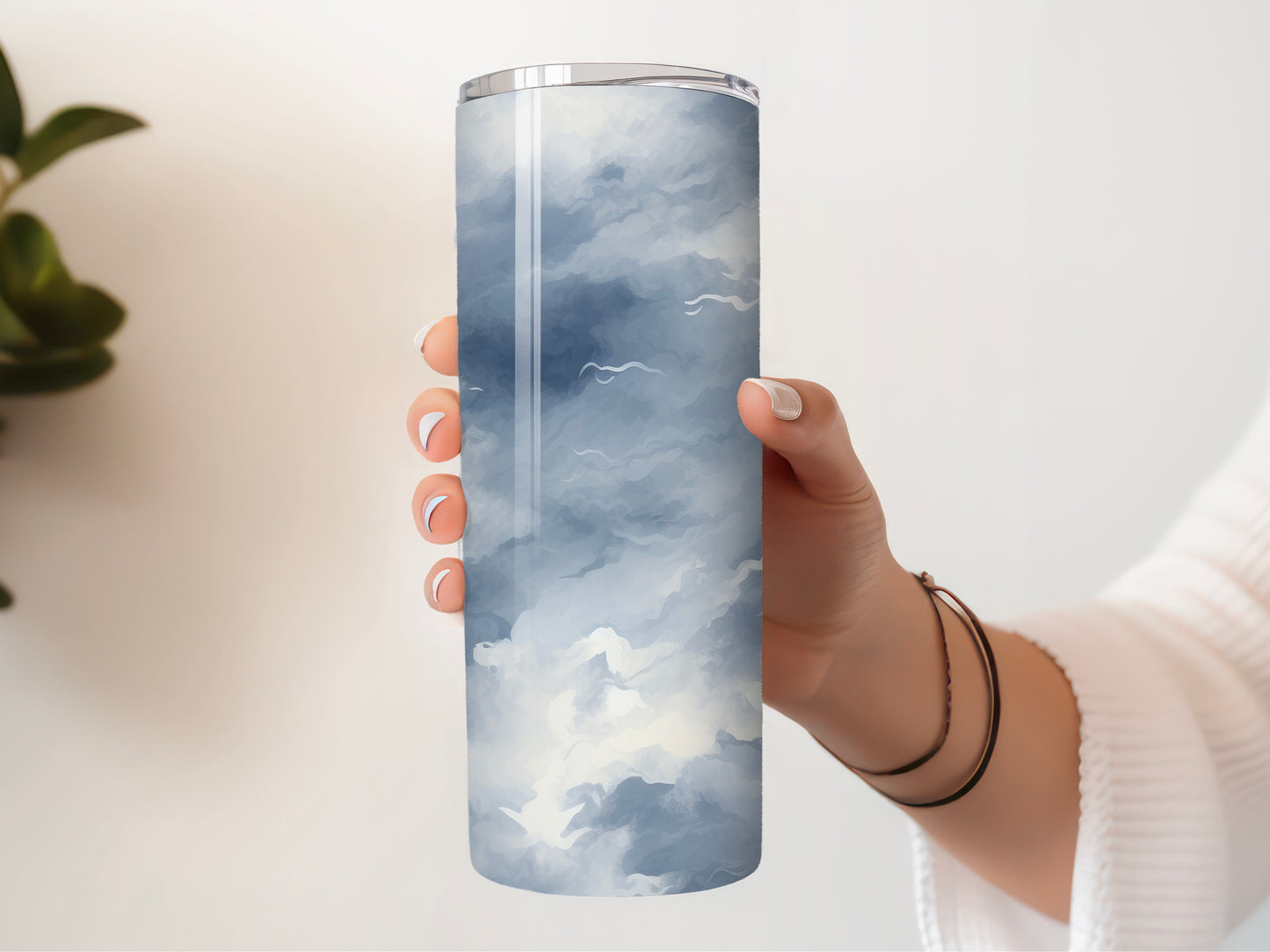 Stormy Sky Tumbler - 20oz Cloudy Blue Travel Cup for Coffee & Tea - Sippincity