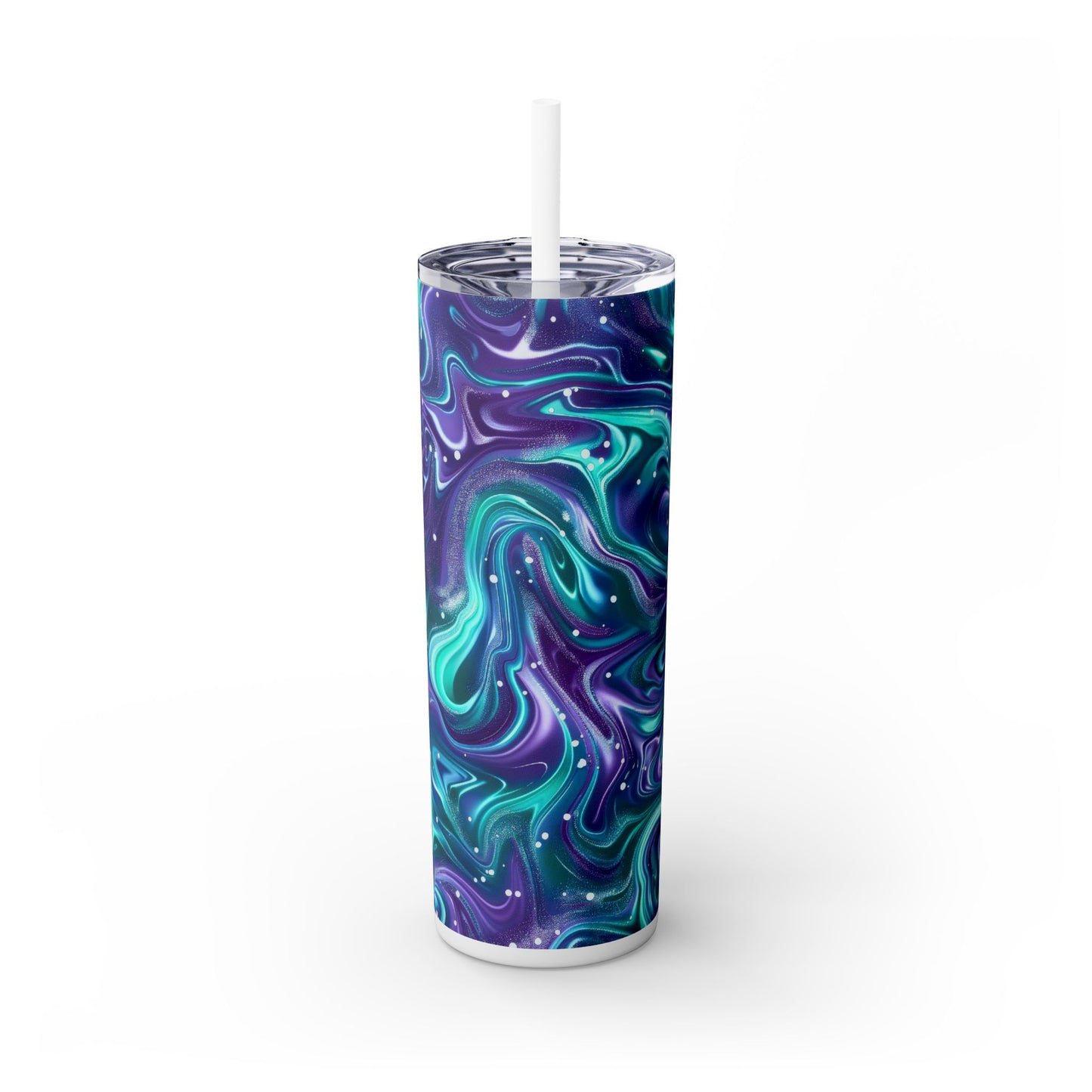 Teal & Purple Galaxy Marble 20 oz Skinny Tumbler | Stainless Steel Travel Mug - Sippincity