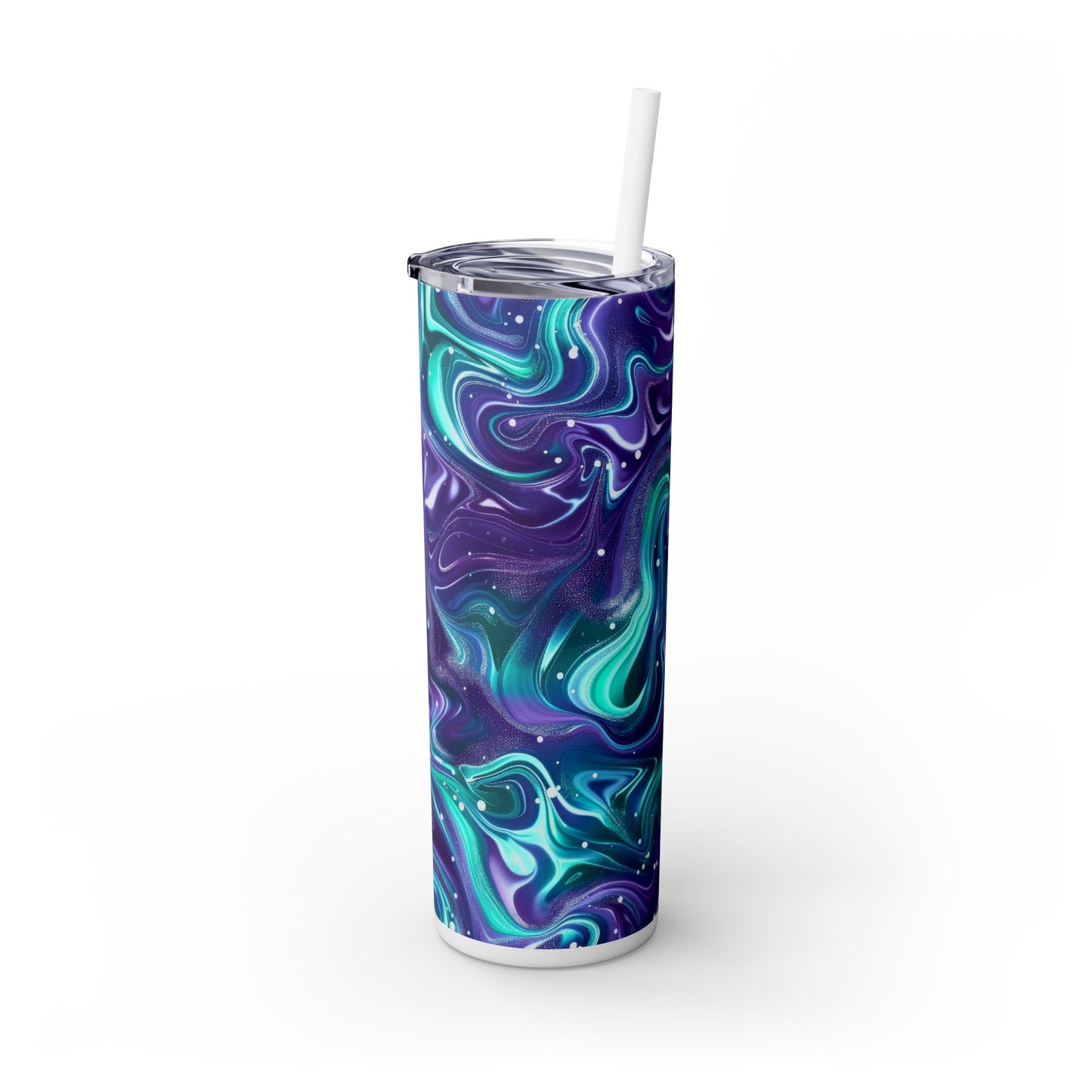 Teal & Purple Galaxy Marble 20 oz Skinny Tumbler | Stainless Steel Travel Mug - Sippincity
