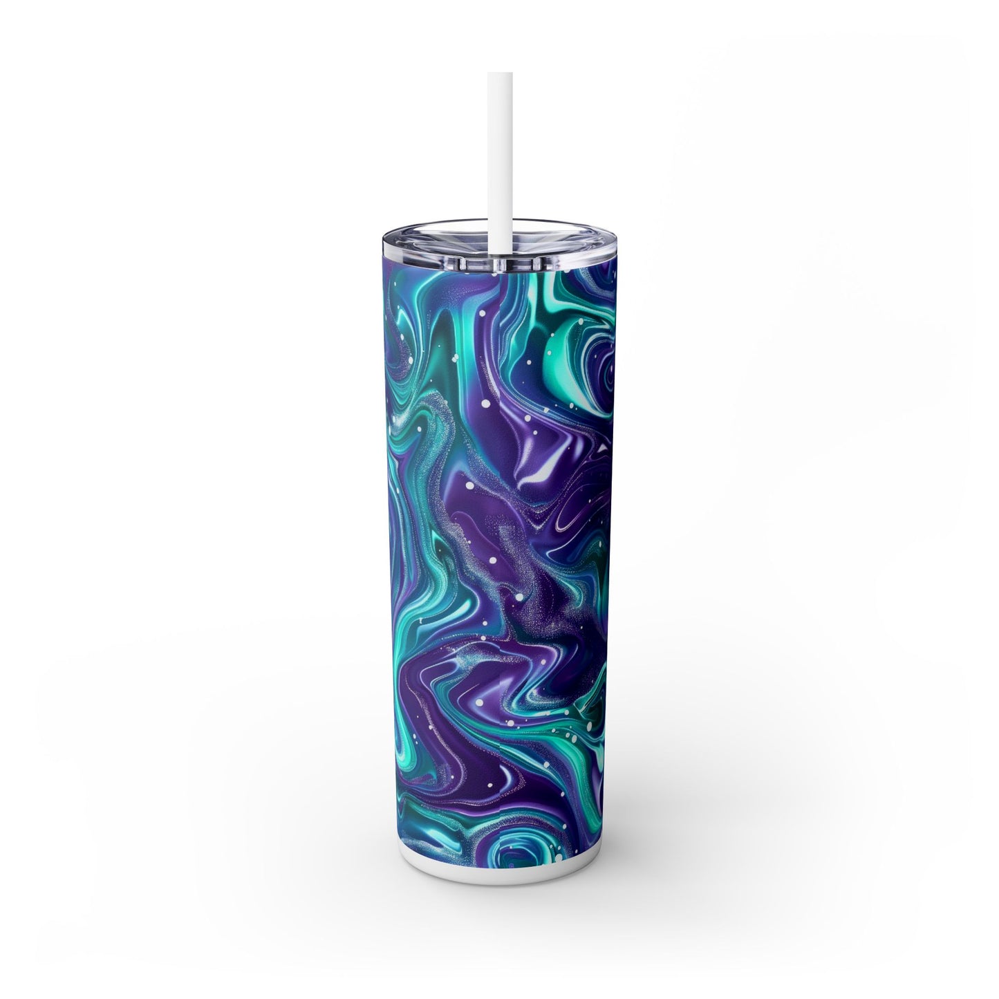 Teal & Purple Galaxy Marble 20 oz Skinny Tumbler | Stainless Steel Travel Mug - Sippincity