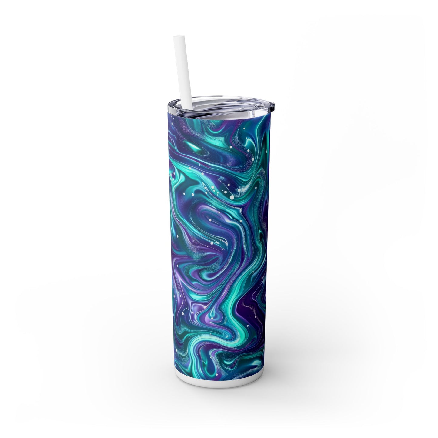 Teal & Purple Galaxy Marble 20 oz Skinny Tumbler | Stainless Steel Travel Mug - Sippincity