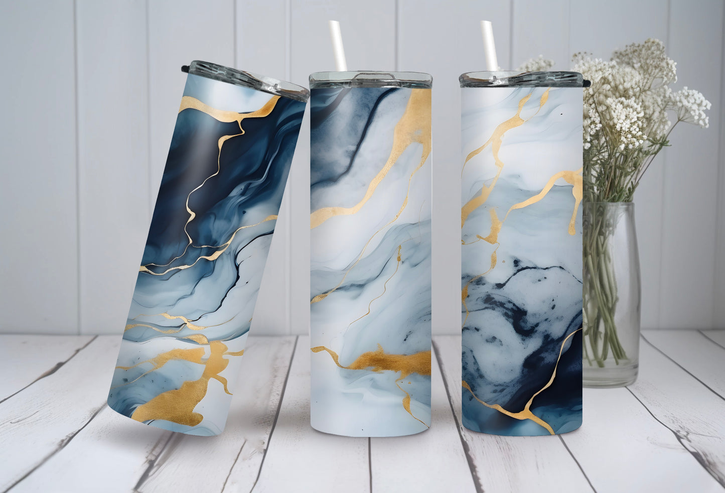 Colorful Blue Marble Insulated Tumbler – 20 oz - Sippincity