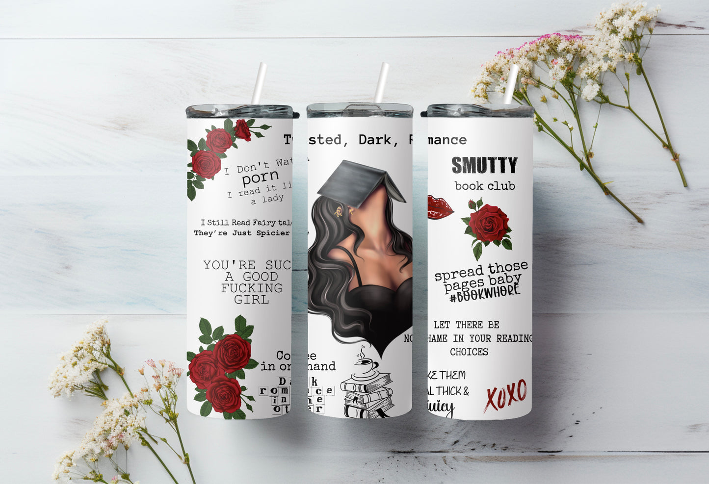 Smut Slut Book Reader 20 oz Skinny Tumbler – Spicy Book Lover Cup - Sippincity
