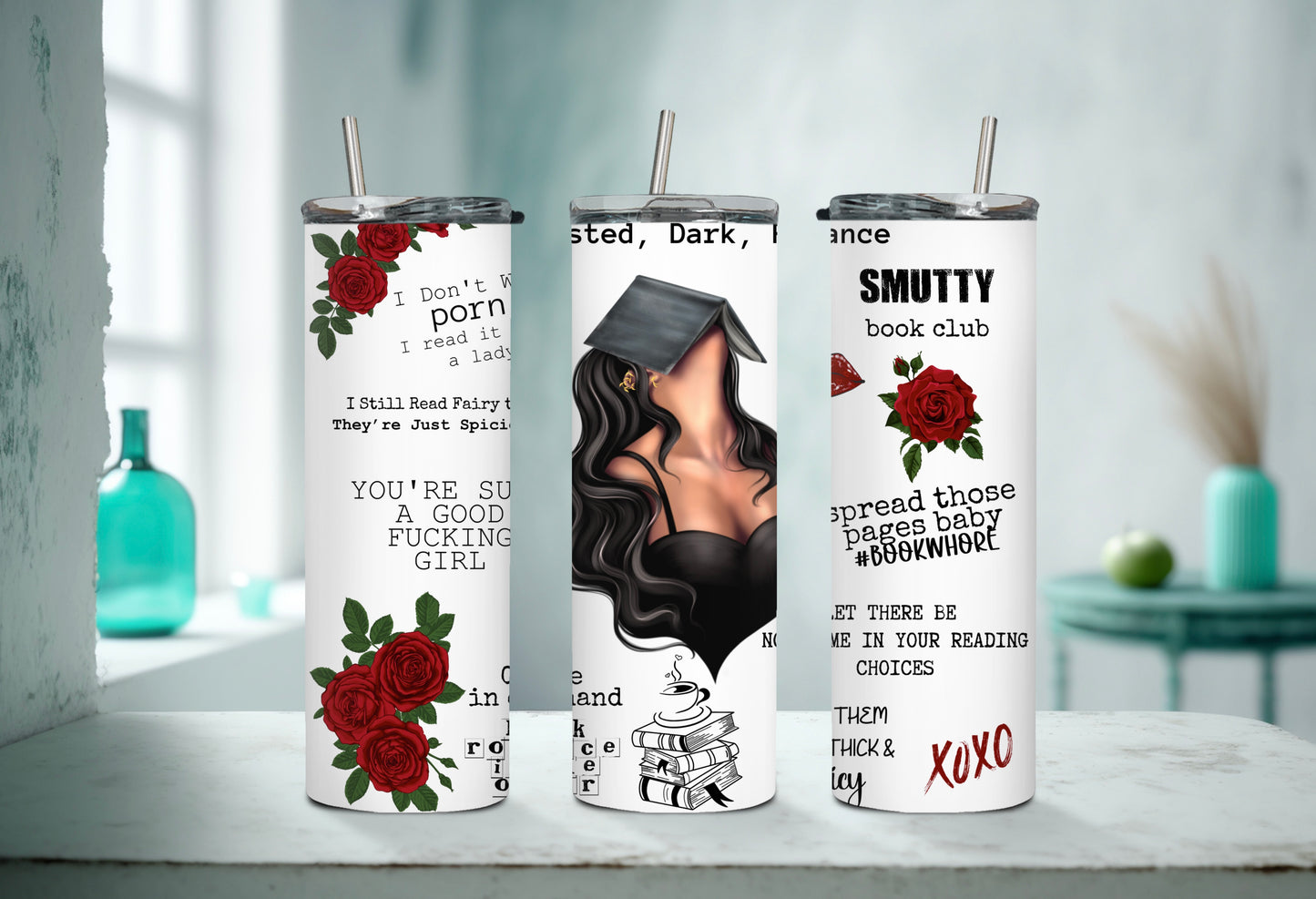 Smut Slut Book Reader 20 oz Skinny Tumbler – Spicy Book Lover Cup - Sippincity