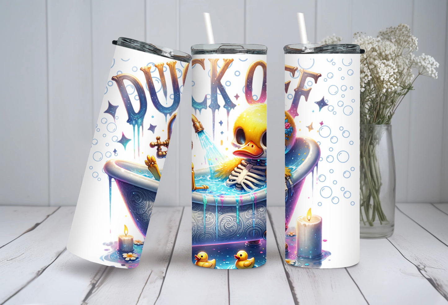 Tumbler Cup - Duck Off 20 oz Skinny Tumbler with Straw, Funny Duck Gift - Sippincity