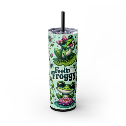 Cute Froggy Tumbler for Frog Fans – 20oz Skinny Cup with Straw