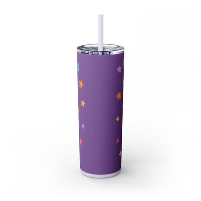 Daisy the Flower Friend | Wobbletails 20oz Skinny Purple Floral Kawaii Tumbler with Straw